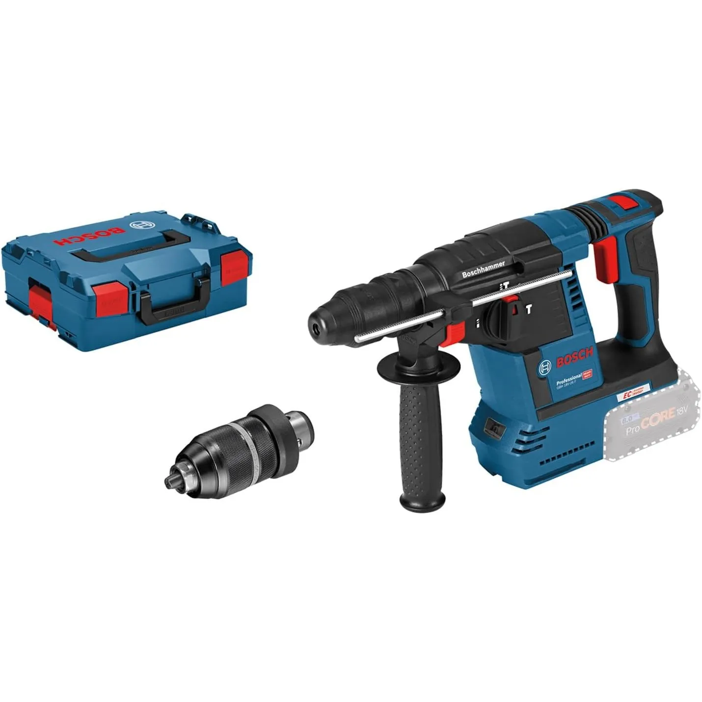 Bosch Professional Système 18V Marteau perforateur sans fil GBH 18V-26 F (sans Batteries ni chargeur, Avec poignée supp…