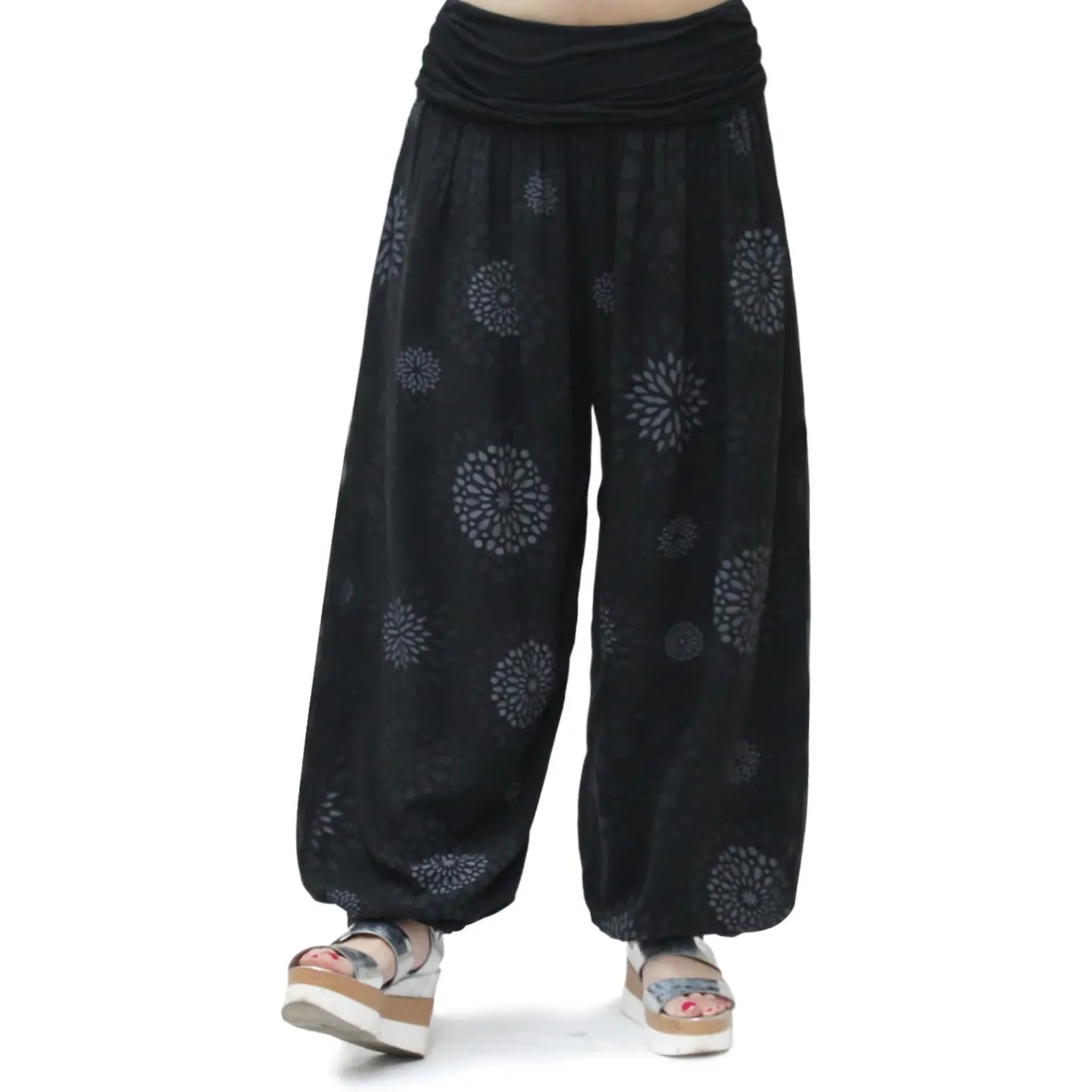 Glamexx24 Damen Haremshose leichte Pumphose Aladin-Hose Sarouelhose Yogapant Pluderhose Freizeithose Sommerhose