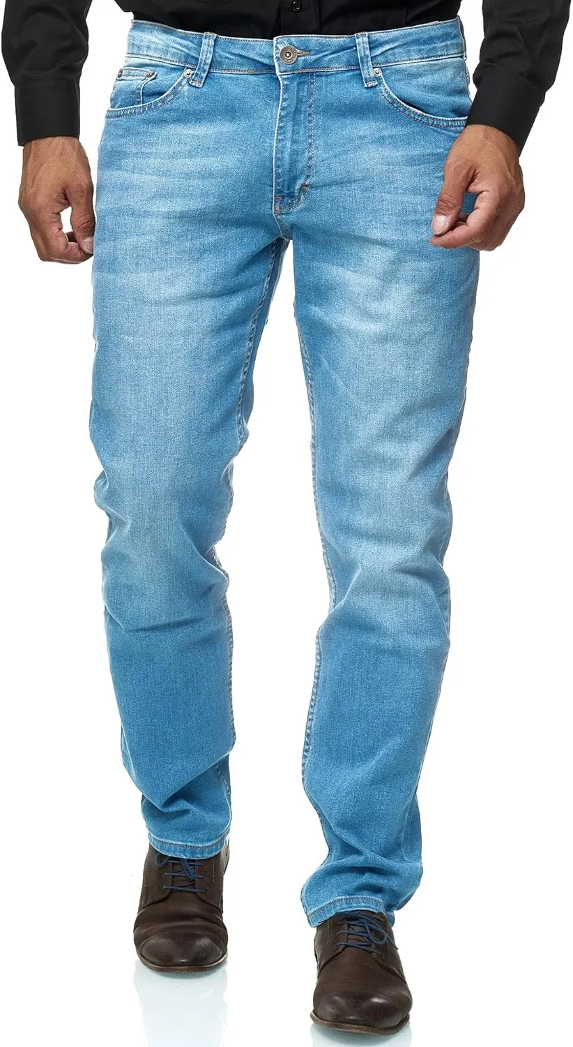 JEEL Herren-Jeans - Regular-Fit Straight-Cut - Stretch - Jeans-Hose Basic Washed