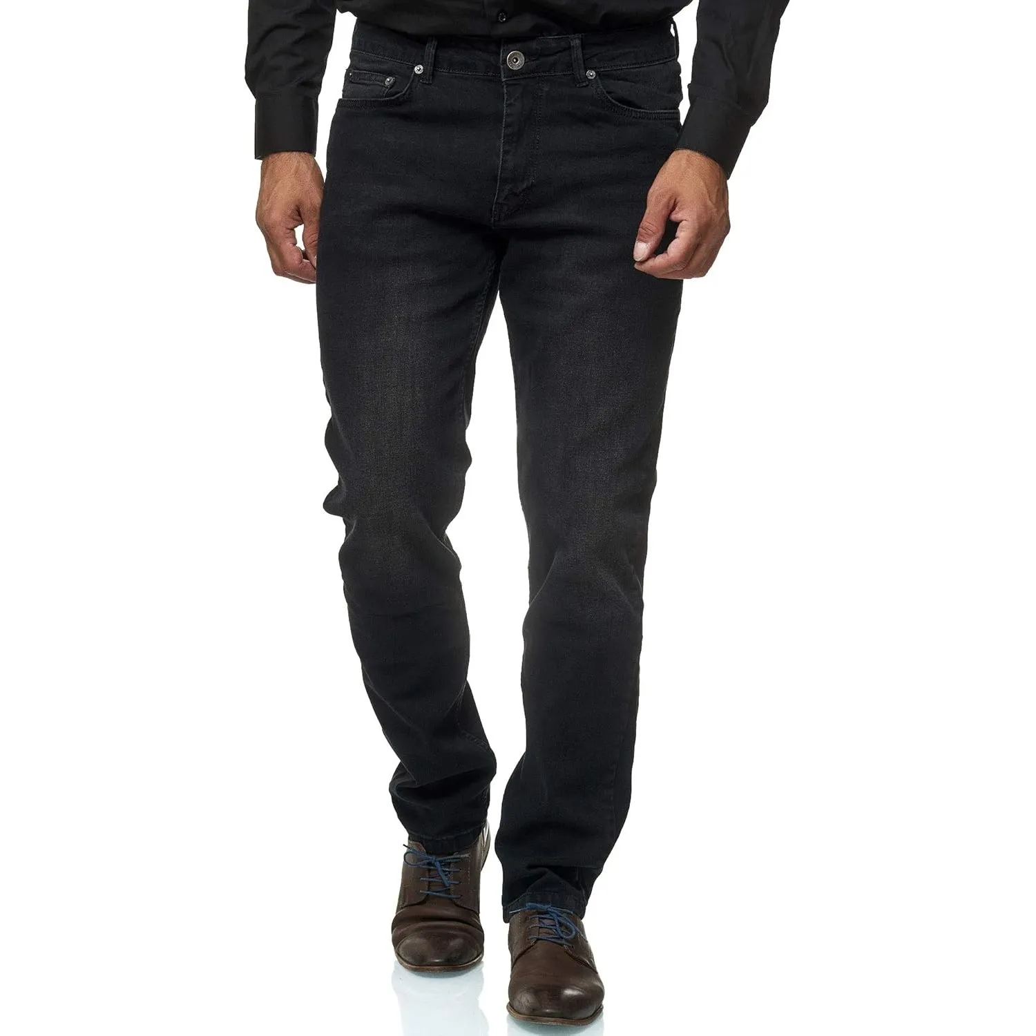 JEEL Herren-Jeans - Regular-Fit Straight-Cut - Stretch - Jeans-Hose Basic Washed