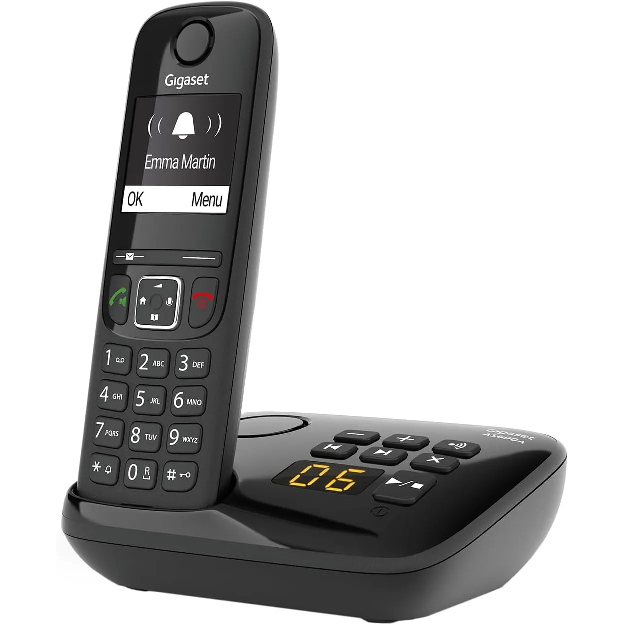 Gigaset AS690A DECT-Telefon mit Anrufbeantworter, Kontrastdisplay, Schwarz