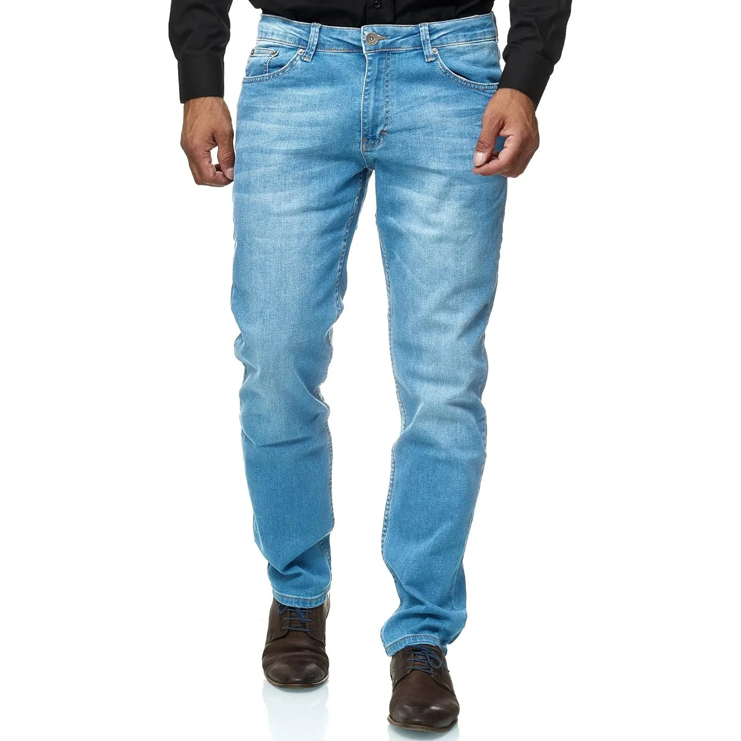 JEEL Herren-Jeans - Regular-Fit Straight-Cut - Stretch - Jeans-Hose Basic Washed
