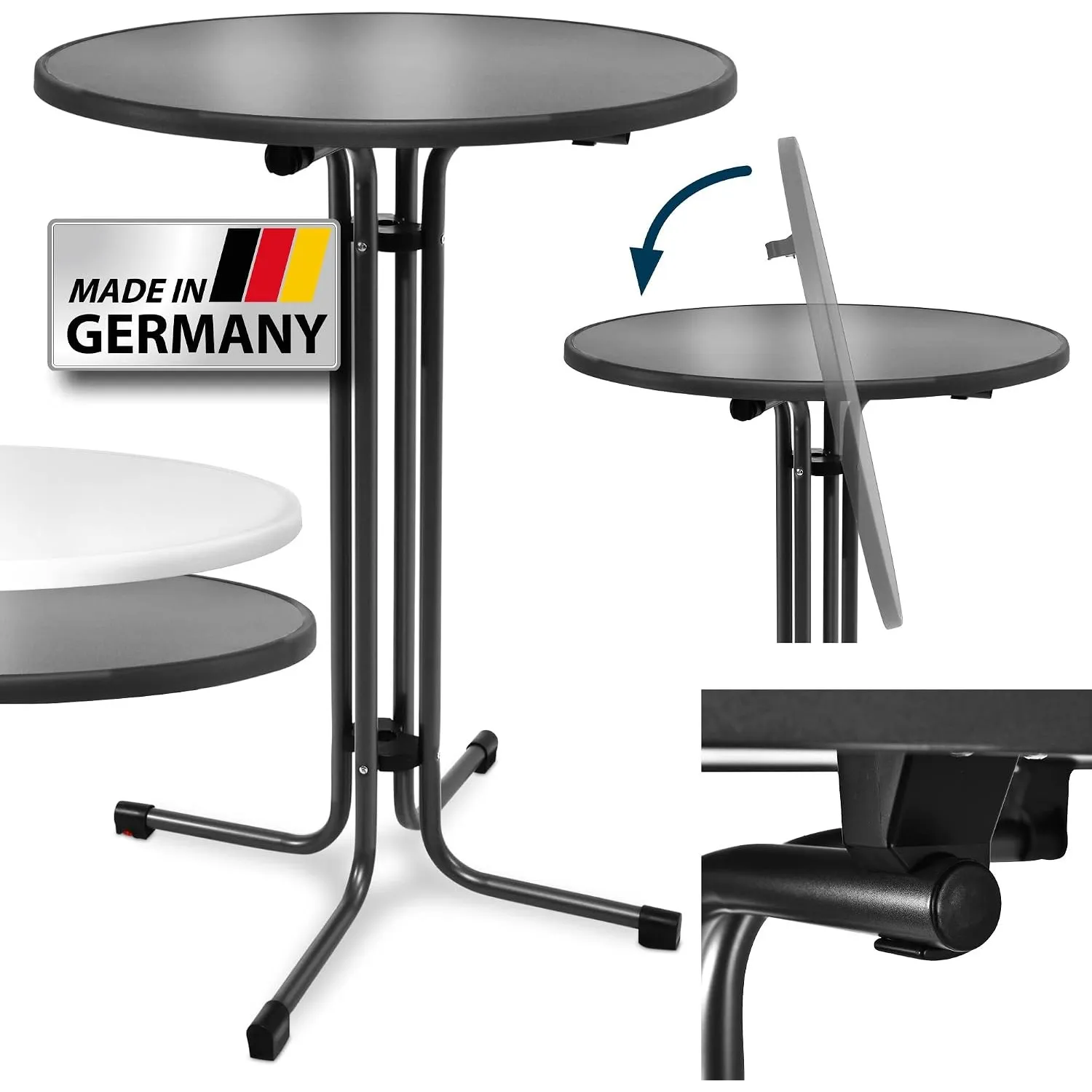 Beautissu Stehtisch Klappbar 80cm höhenverstellbar rund hitze- TÜV | Anthrazit Outdoor Klapptisch Partytisch Bartisch B…