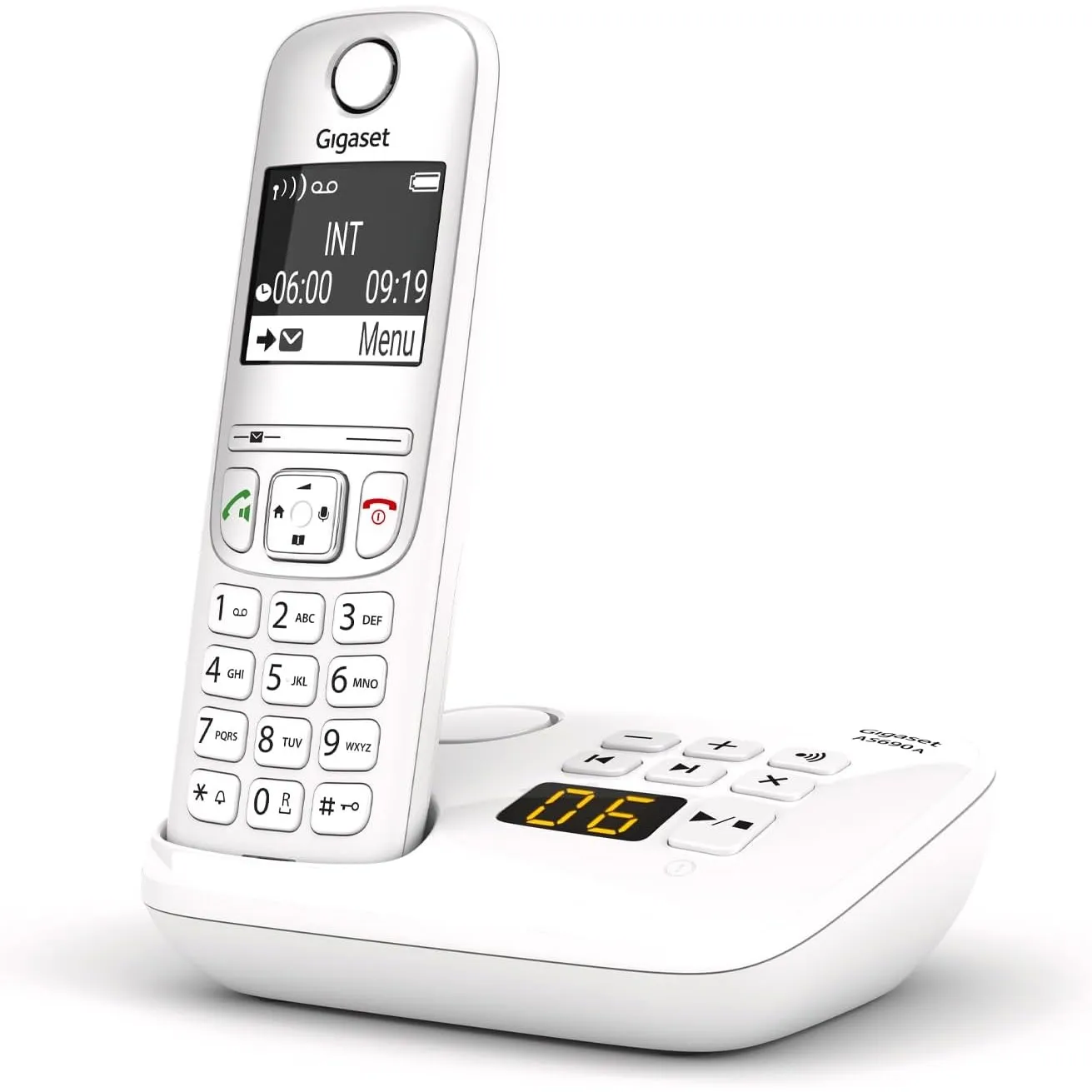 Gigaset AS690A DECT-Telefon mit Anrufbeantworter, Kontrastdisplay, Weiß
