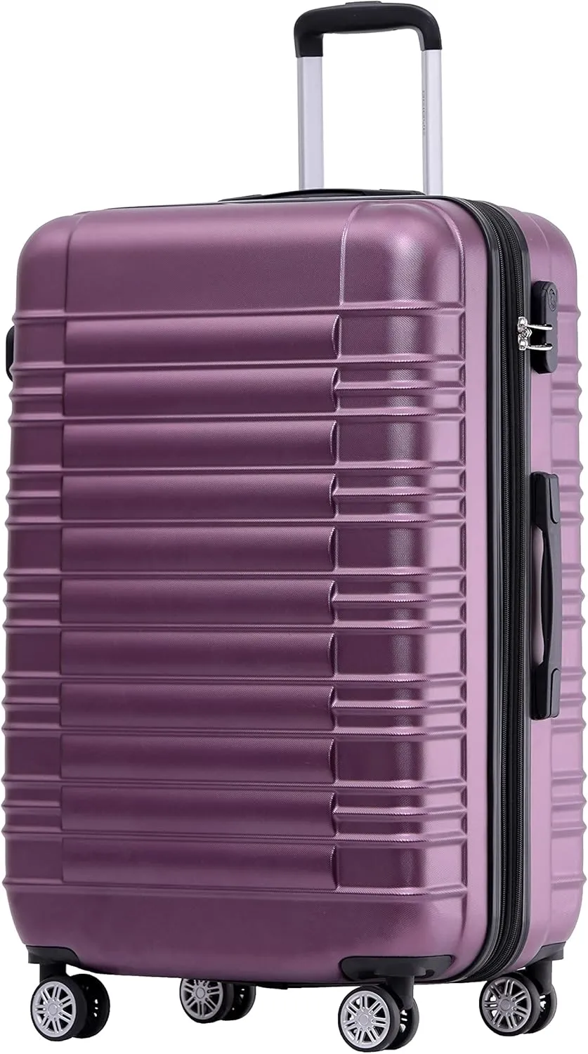 Beibye Twin-Wheeled Travel Suitcase, Hard Shell Trolley Suitcase, M/L/XL Set, Purple