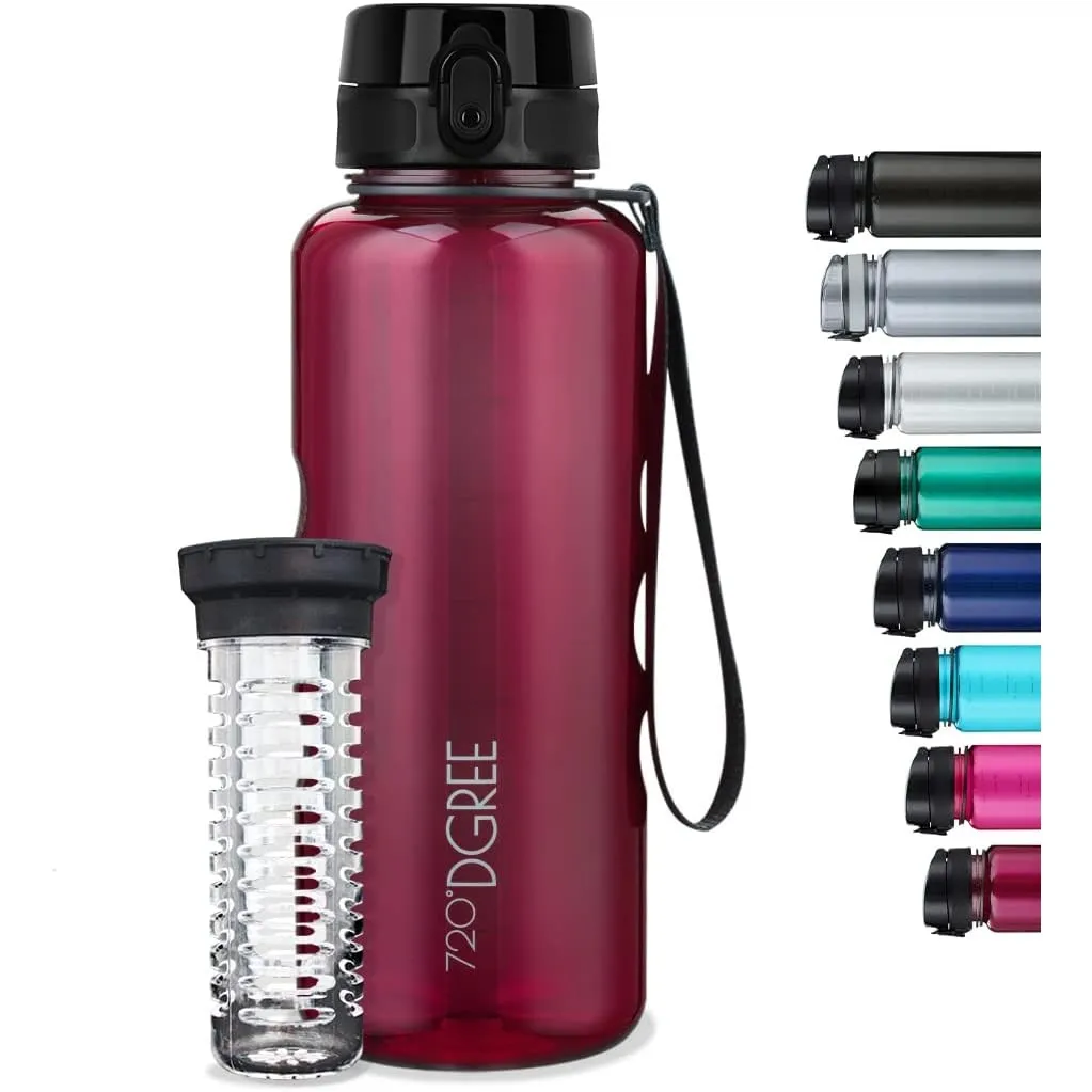 720°DGREE Trinkflasche “uberBottle“ 350ml, 500ml, 650ml, 1l, 1,5 Liter softTouch +Früchtebehälter - Auslaufsicher, BPA-…
