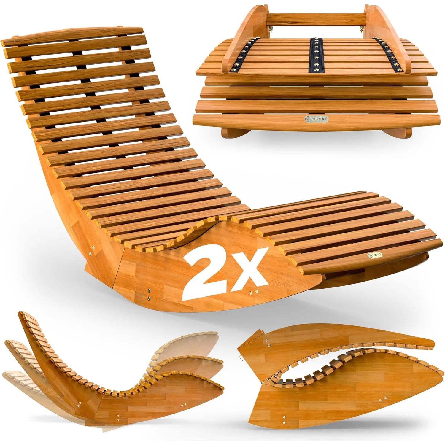 Casaria® Sonnenliege mit Schaukelfunktion 2er-Set FSC®-Zertifiziert | Daybed Outdoor Liegestuhl Schwungliege Wippliege …