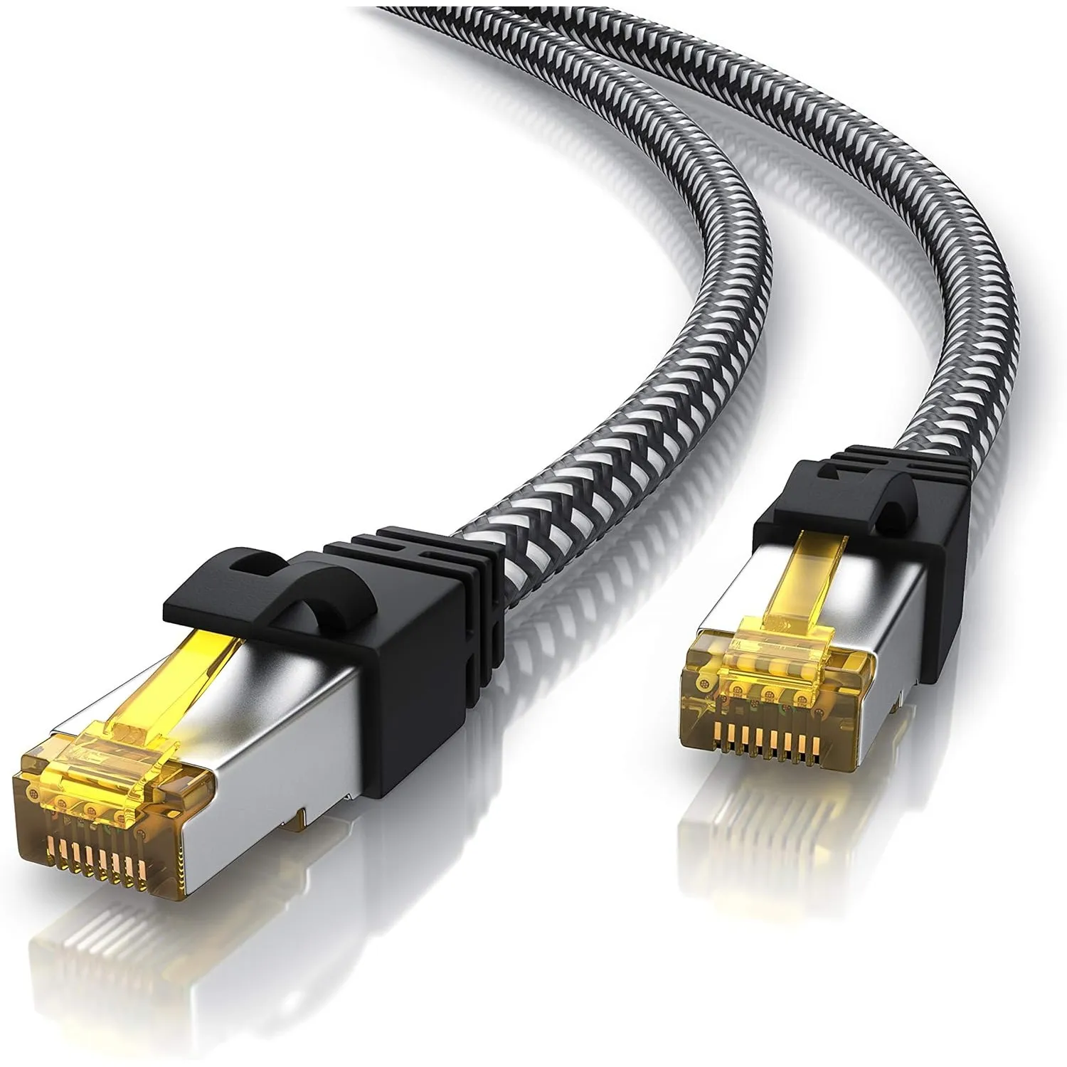 CSL - 5m Cat 7 Netzwerkkabel Gigabit Ethernet LAN Kabel - Baumwollmantel - 10000 Mbit S - Patchkabel - Cat.7 Rohkabel S…