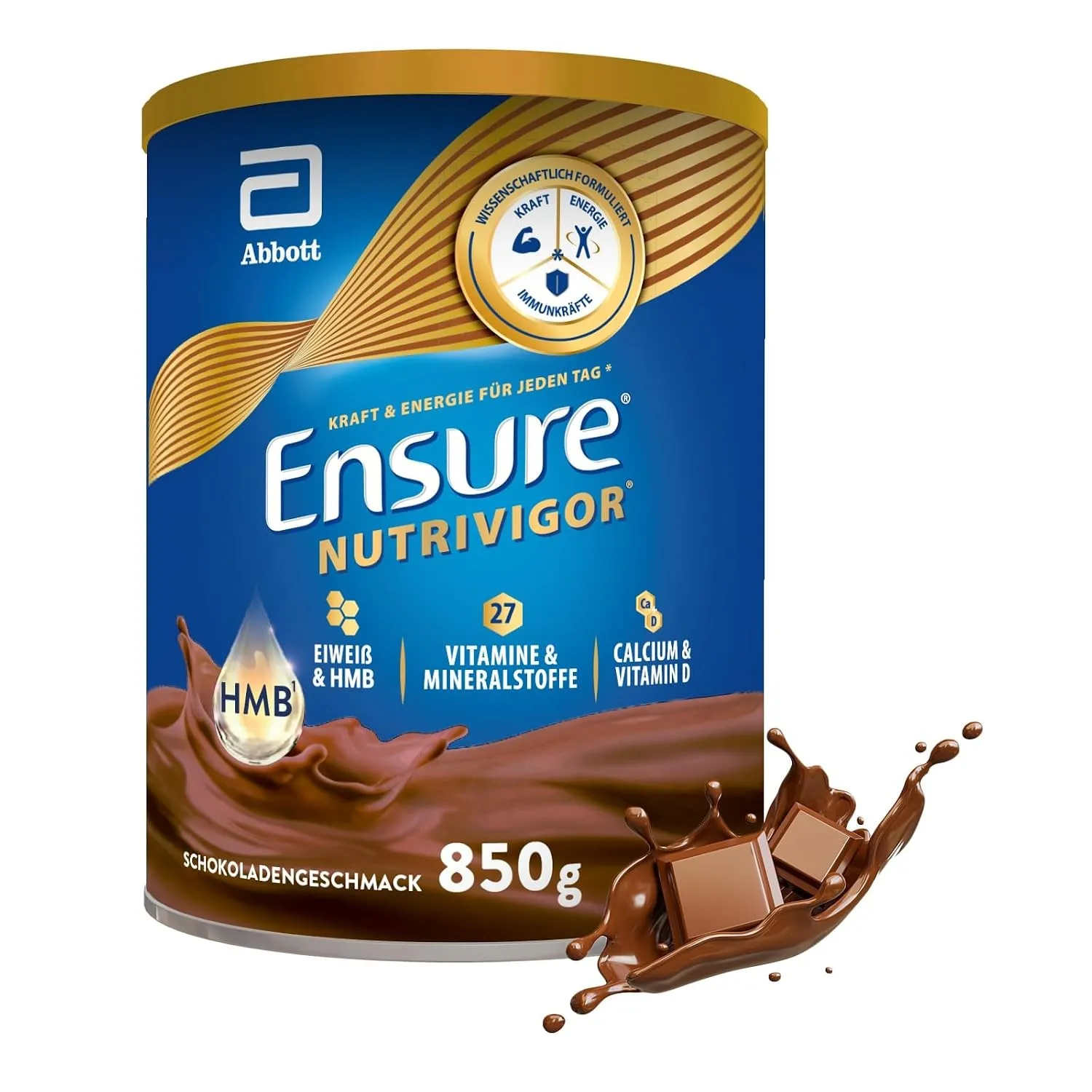 Ensure NutriVigor Schoko 850g - HMB, Eiweiss, 27 Vitamine & Mineralstoffe