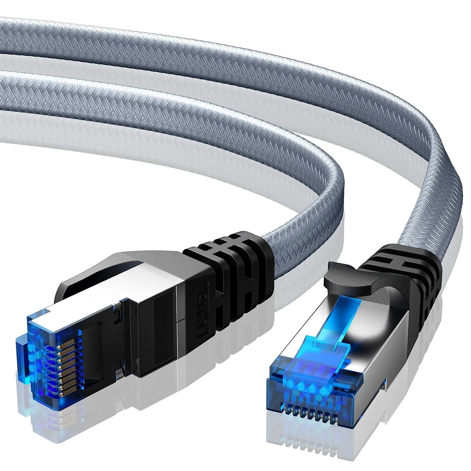 BUSOHE Cat 8 LAN Kabel 2Meter, 40Gbps Netzwerkkabel Ethernet Kabel Grau