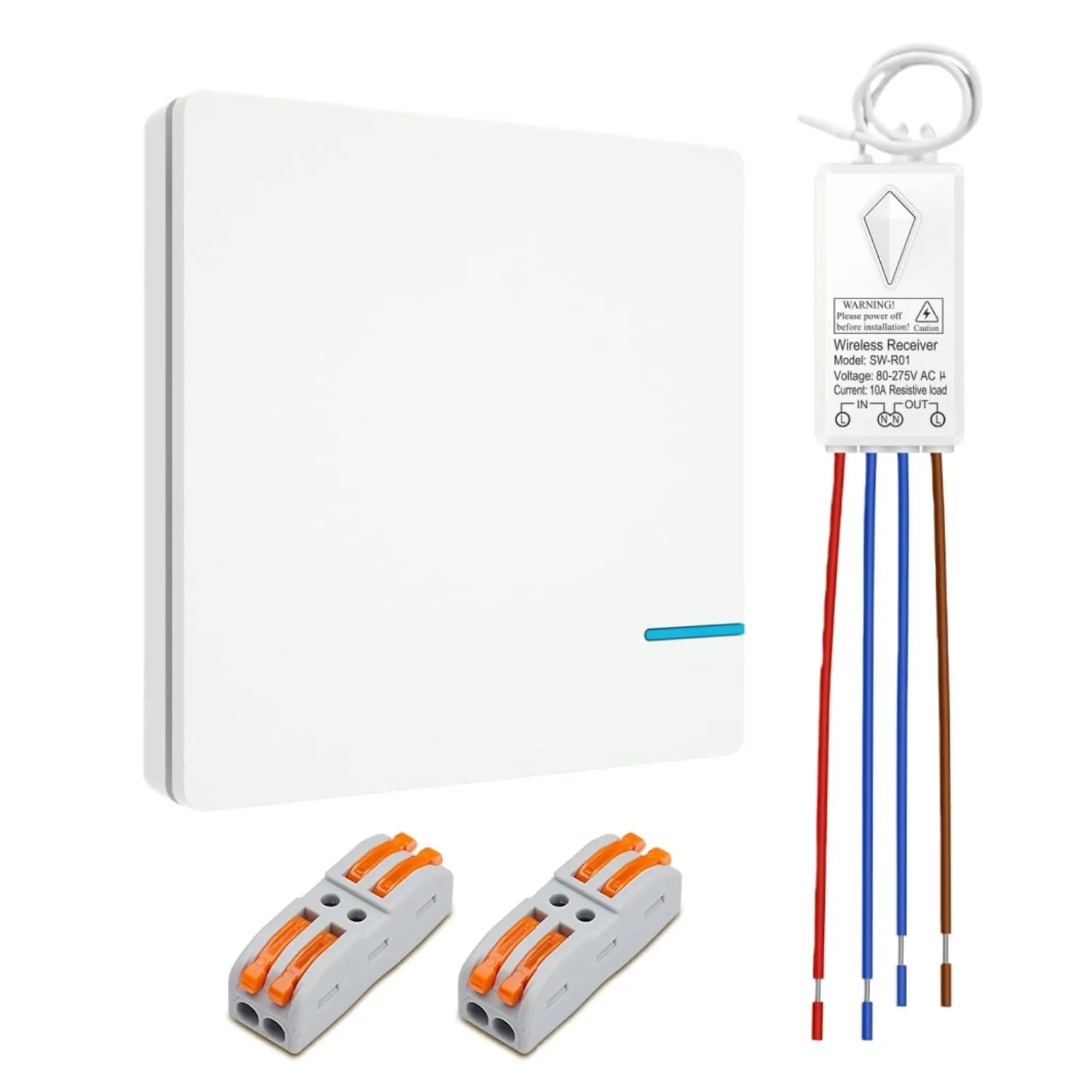 Thinkbee Funkschalter 230 V Set mit Funktaster und Empfänger für 1 Lampe