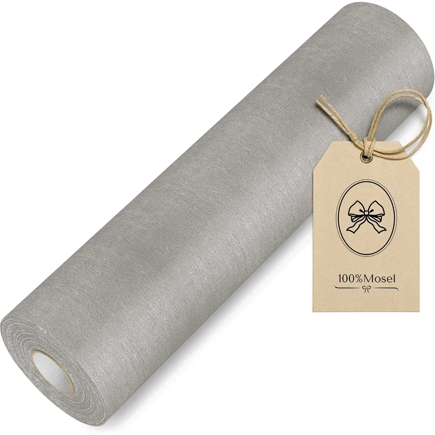 100%Mosel Vlies Tischläufer, in Grau (30 cm x 25 m), dekoratives Tischband