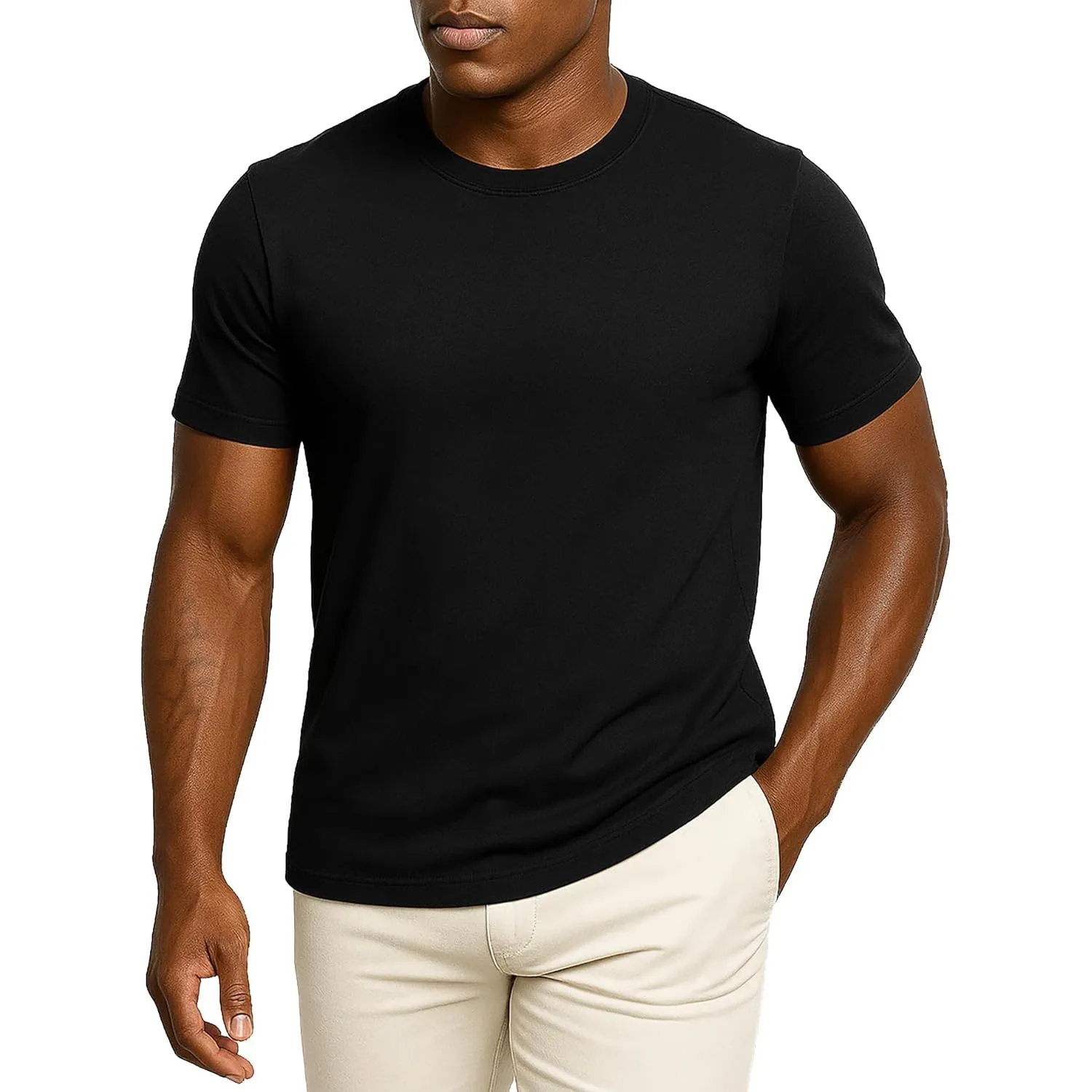 Leif Nelson Herren T-Shirt Slim Fit, Basic Kurzarm Shirt aus 100 % Baumwolle, Rundhals Sommer Shirt für Freizeit & Allt…