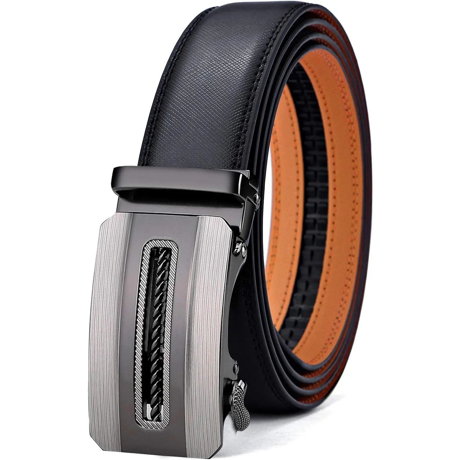 BULLIANT Gürtel Herren, Gürtel Ratsche Ledergürtel 35mm,Größe Angepasst | Herren Automatikgürtel Business Anzüge mit Ge…