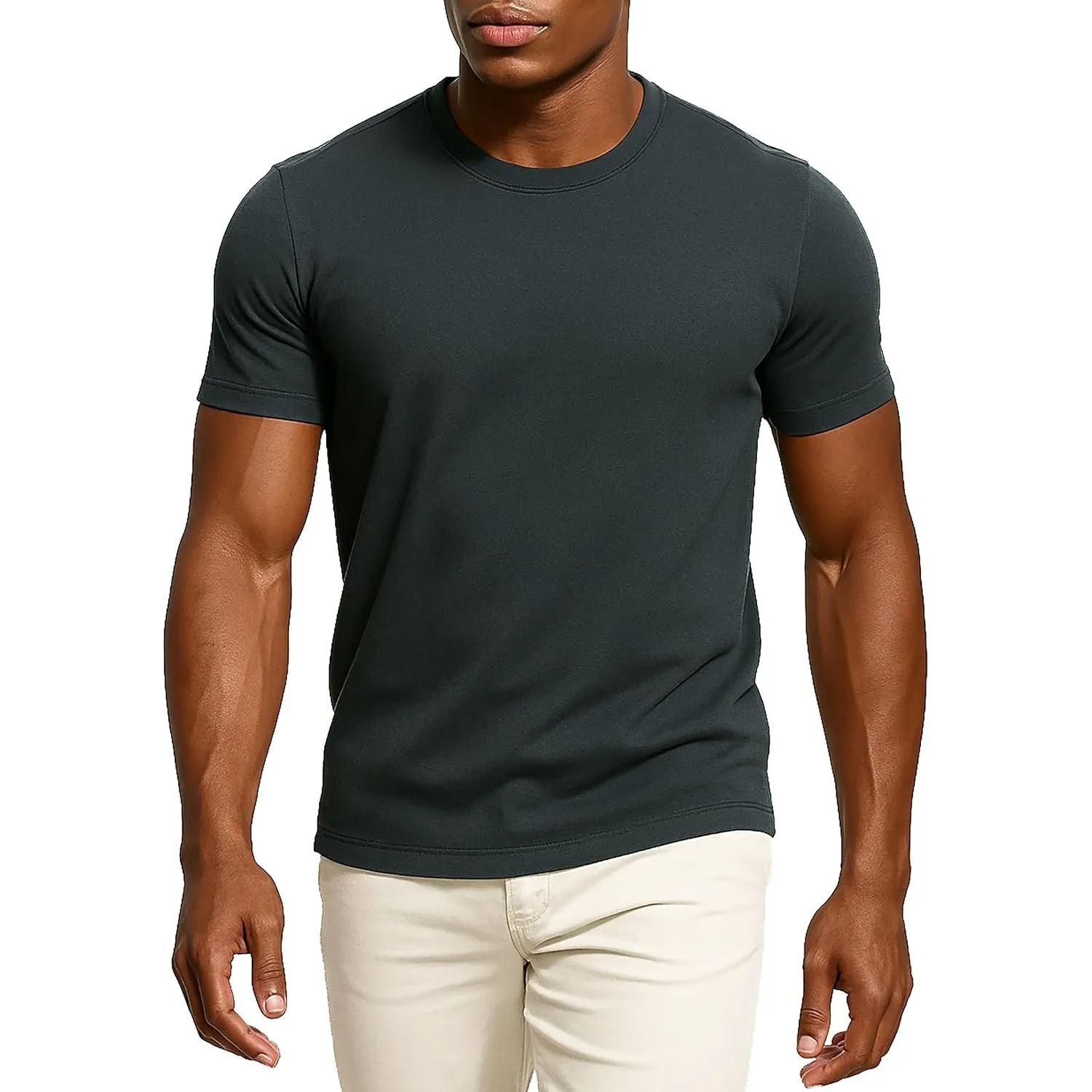 Leif Nelson Herren T-Shirt Slim Fit, Basic Kurzarm Shirt aus 100 % Baumwolle, Rundhals Sommer Shirt für Freizeit & Allt…