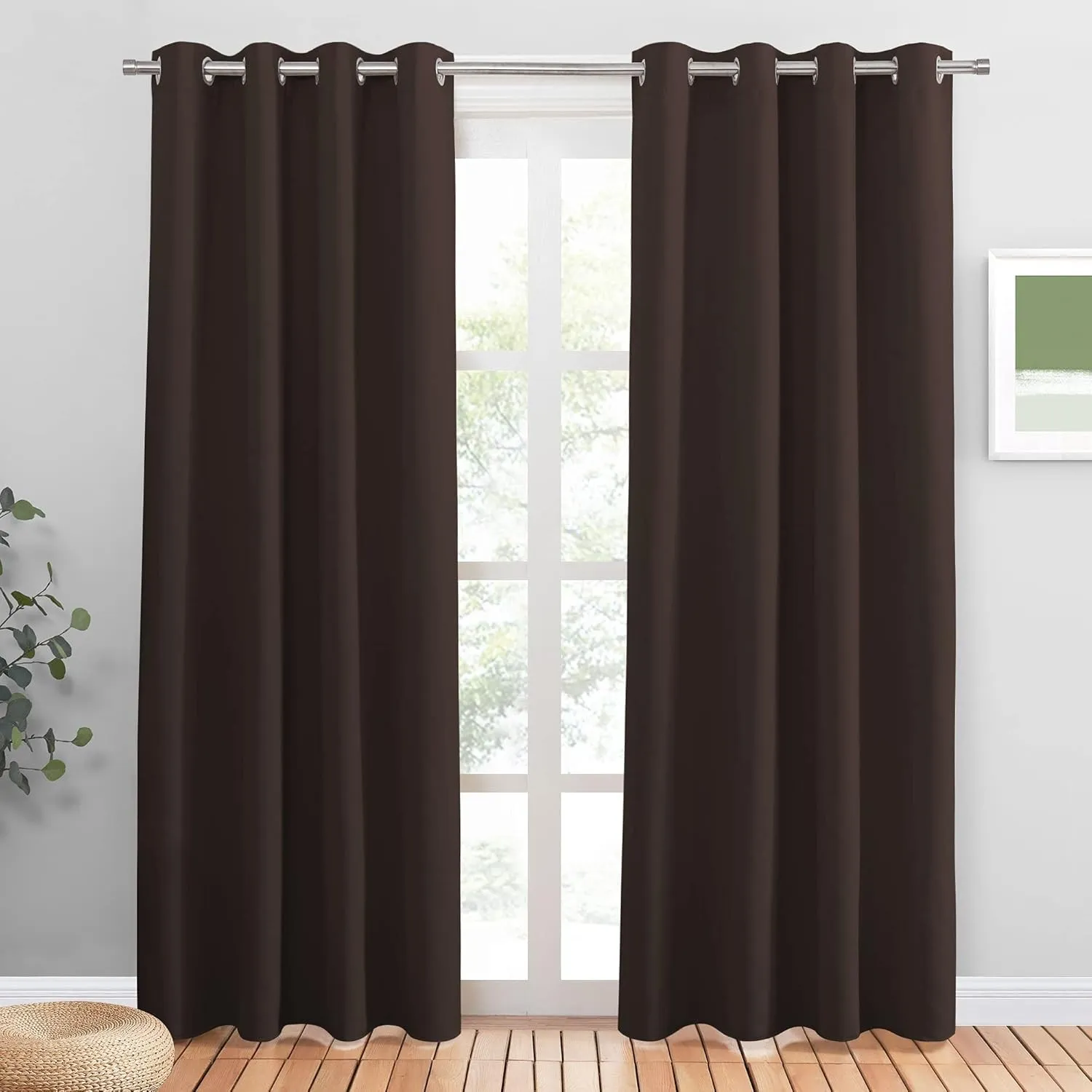 PONY DANCE Blickdichte Vorhänge mit Ösen Thermogardinen Hitzeschutz | 2er Set, H200 x B140 cm, Braun, Gardinen Verdunke…