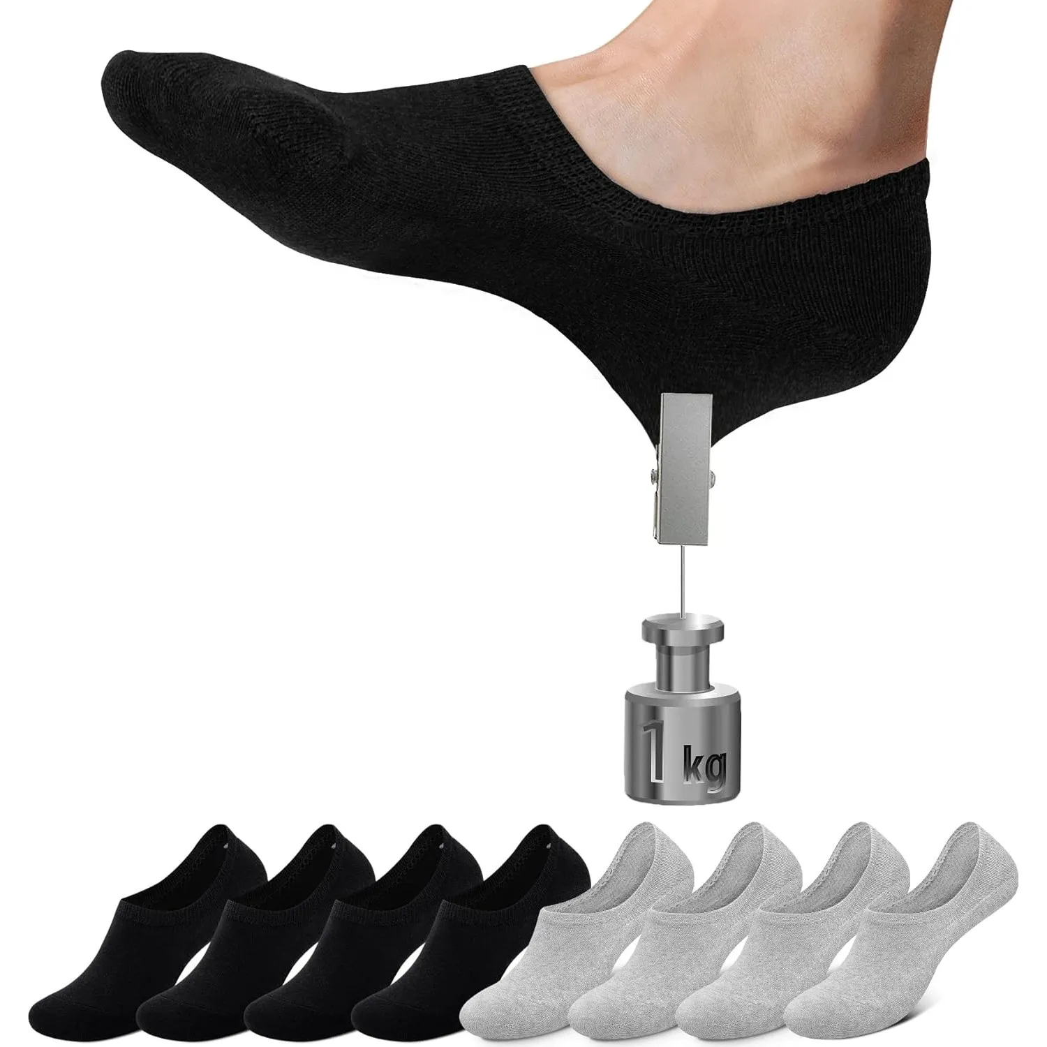 Falechay Sneaker Socken Damen Füßlinge 8 Paar No Show Unsichtbare Socken Unisex Schwarz Weiß Grau Hautfarbe 35-38 39-42…