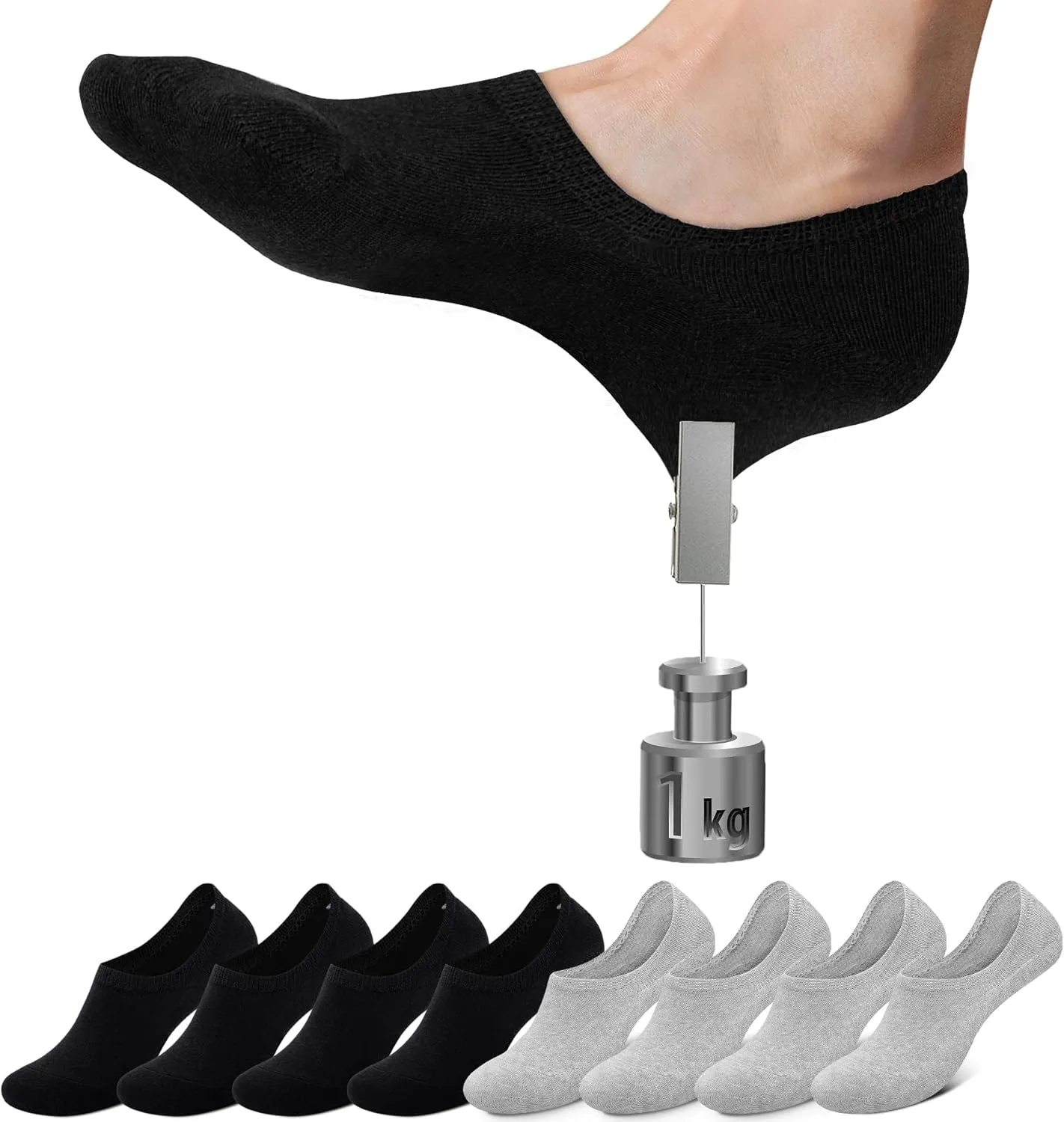 Falechay Sneaker Socken Damen Füßlinge 8 Paar No Show Unsichtbare Socken Unisex Schwarz Weiß Grau Hautfarbe 35-38 39-42…