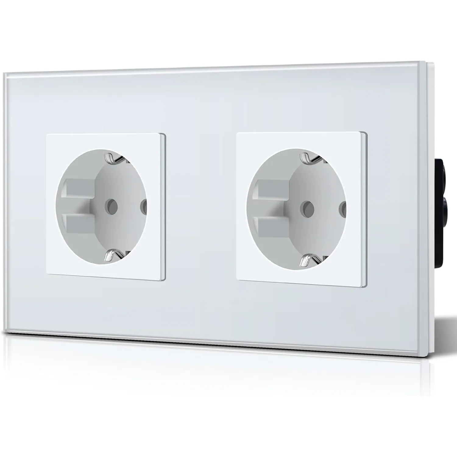 BSEED Schuko Steckdose 2 Fach EU-Standard DoppelsteckdoseWandsteckdose Kristall Glas Platte 16Amp 250 V Verlängerungsst…