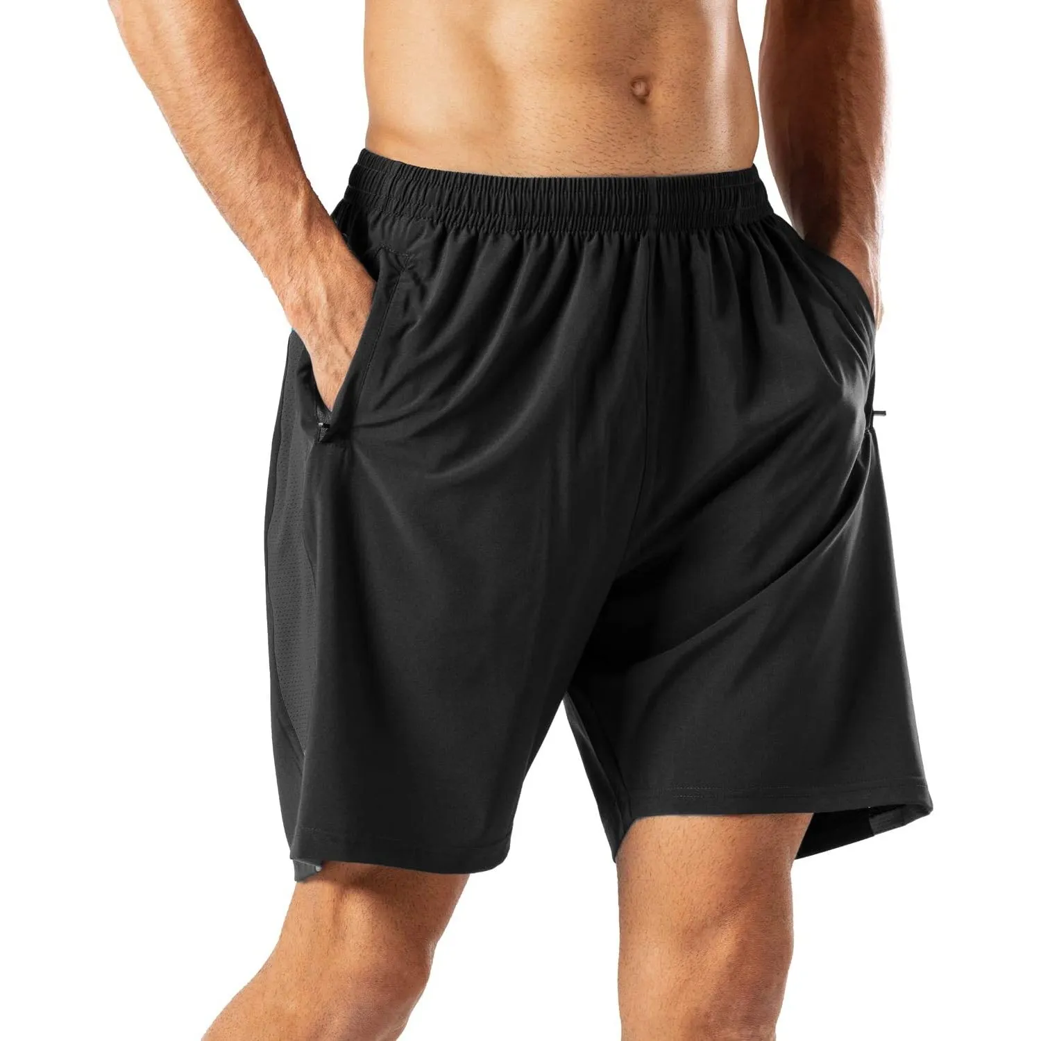 HMIYA Herren Sport Shorts Kurze Hose mit Reißverschlusstasch | Sporthose Laufhose Herren Kurz，Schnell Trocknend Trainin…