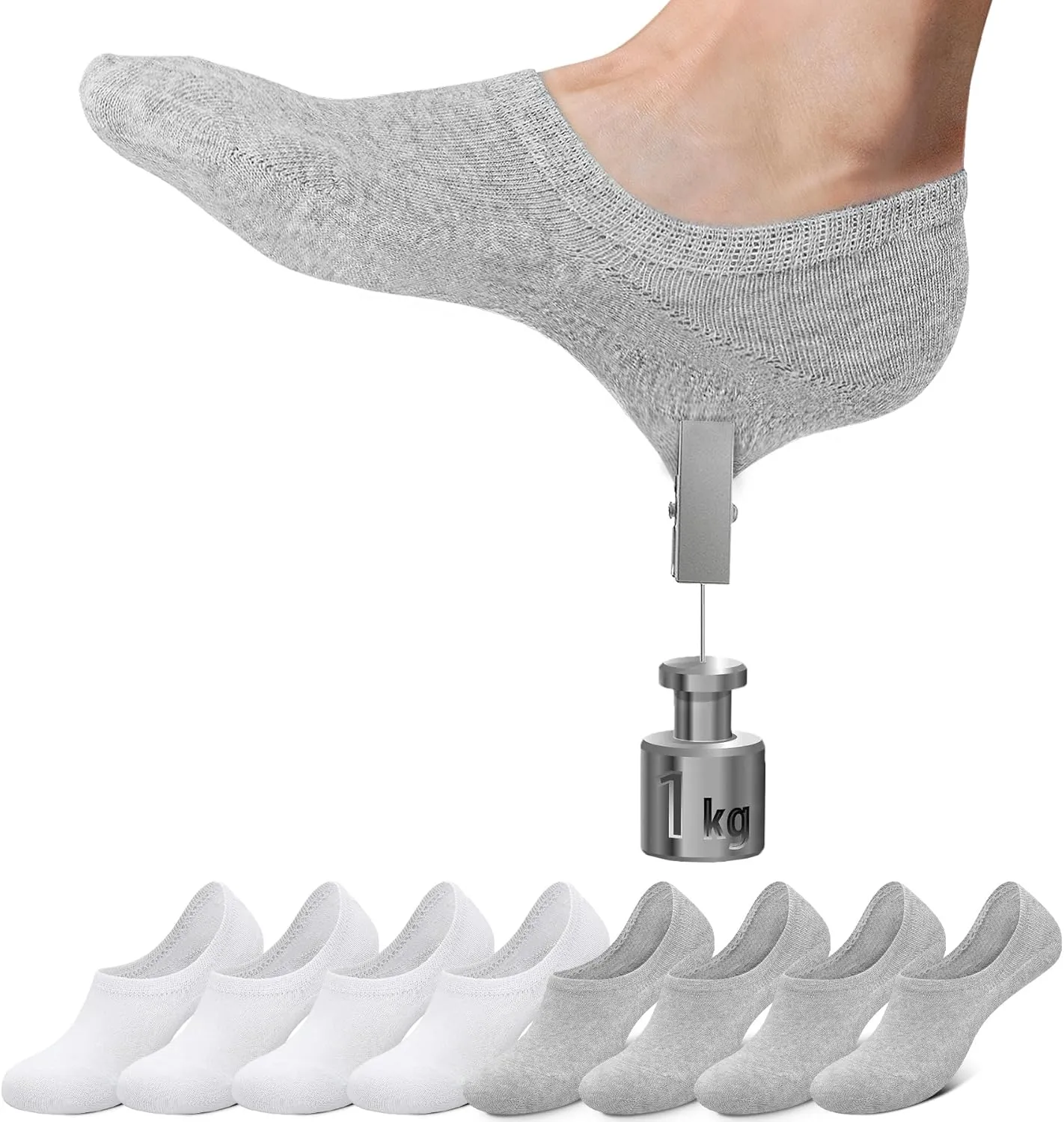 Falechay Sneaker Socken Damen Füßlinge 8 Paar No Show Unsichtbare Socken Unisex Schwarz Weiß Grau Hautfarbe 35-38 39-42…