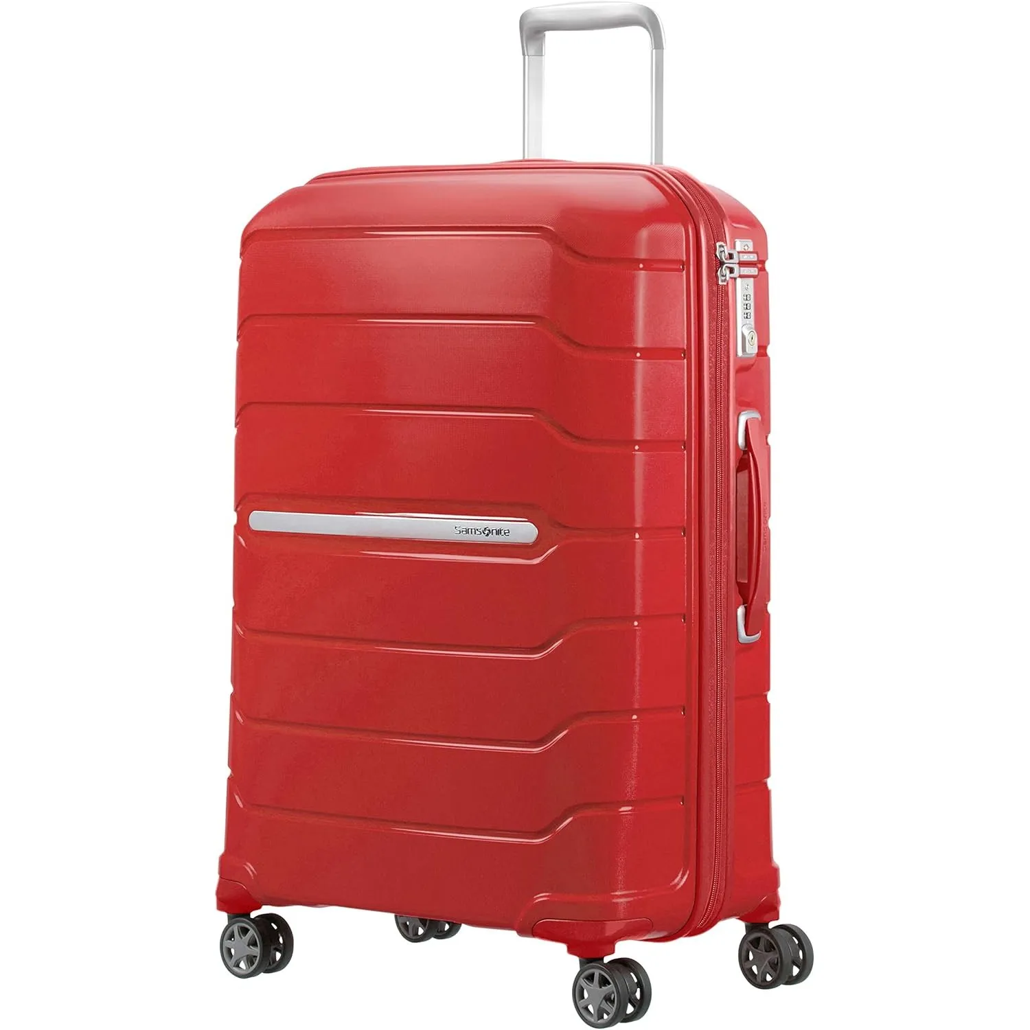 Samsonite Flux - Spinner M, Erweiterbarer Koffer, 68 cm, 75/85 L, Rot (Red)