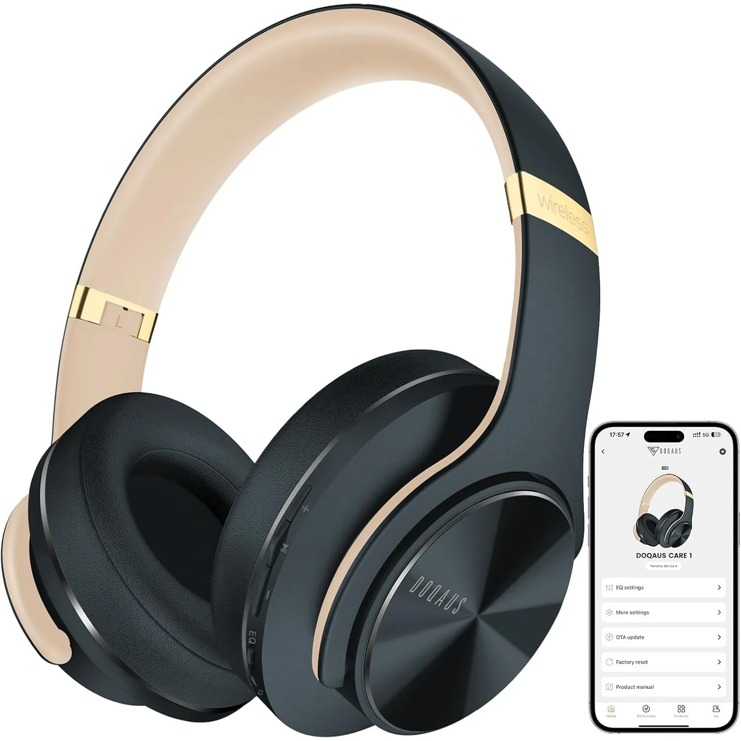 DOQAUS Kopfhörer Kabellos Bluetooth Over Ear App-Steuerung