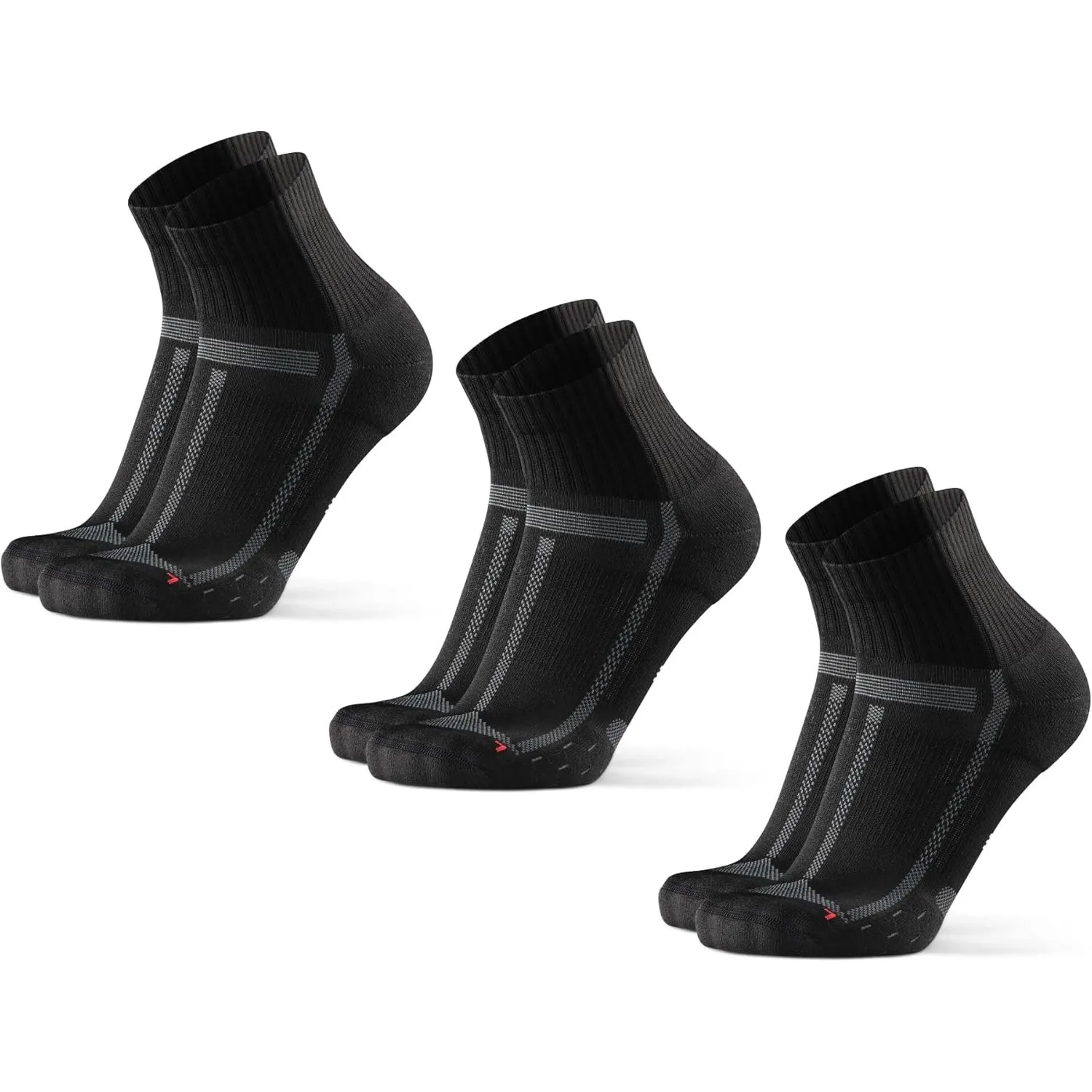 DANISH ENDURANCE Quarter Laufsocken, Leichte Kompression, 3 Paar | Knöchelhohe Sportsocken, Gepolstert & Atmungsaktiv m…