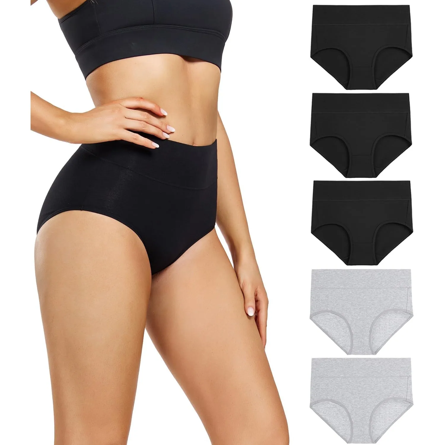 wirarpa Damen Unterhosen Baumwolle Slips Damen Unterwäsche Hohe Taille Taillenslip Weich Frauen 5er Pack