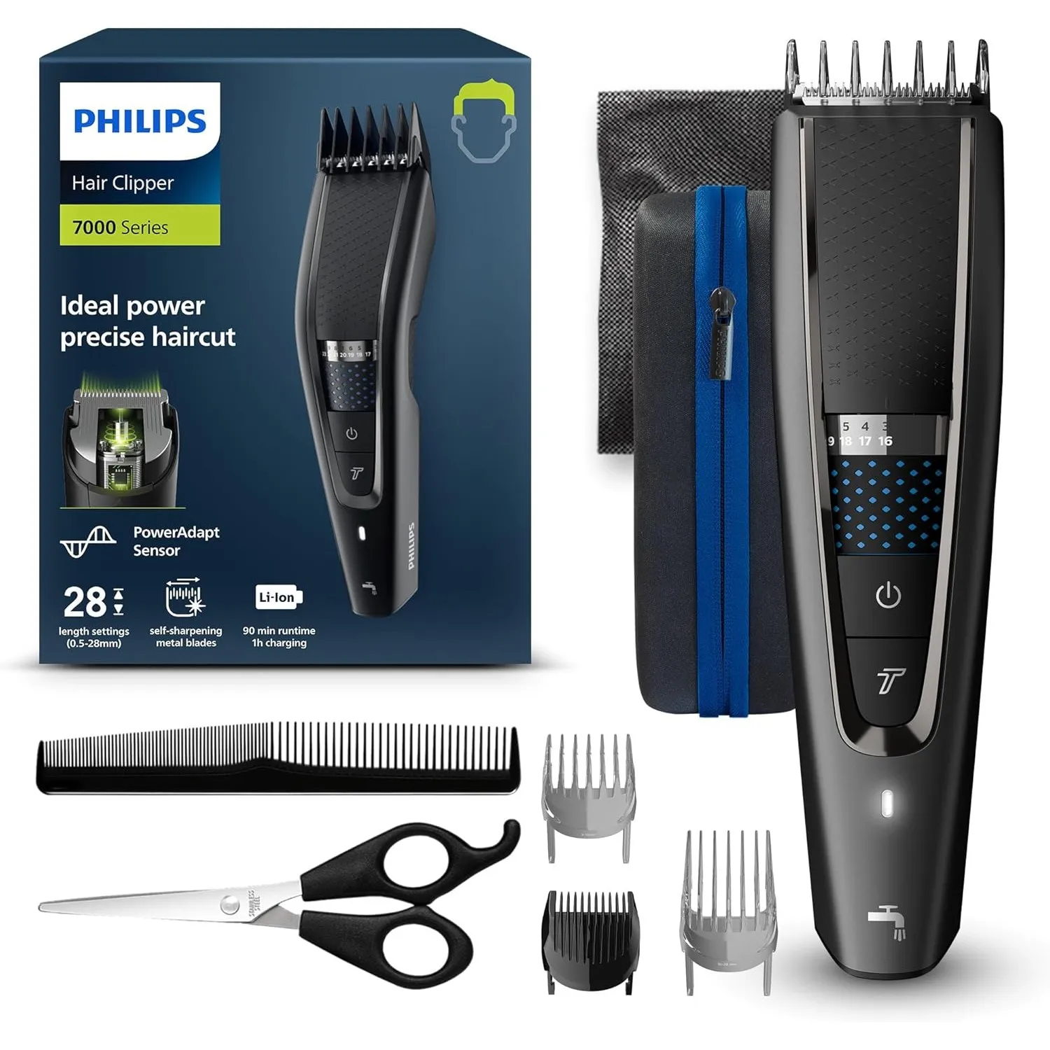 Philips Hair Clipper Series 7000 Haarschneider mit Trim-n-Flow-Technologie (Modell HC7650/15)