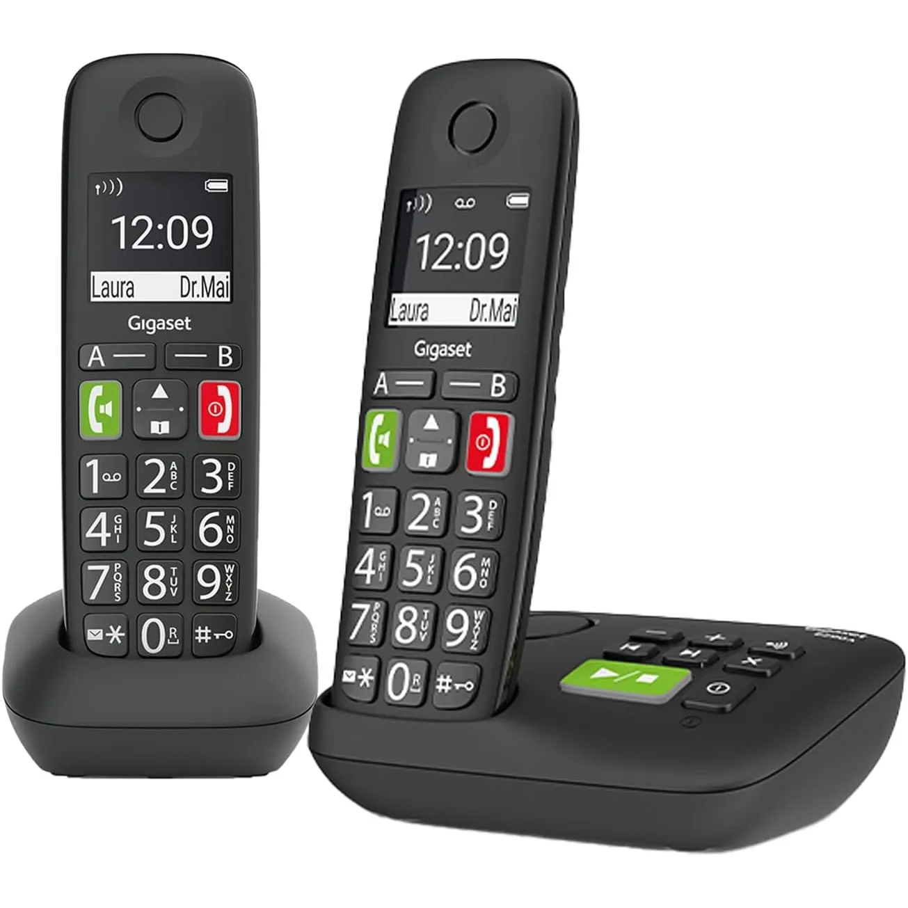 Gigaset E290A DUO - 2 Schnurlose Senioren DECT-Telefone mit Anrufbeantworter - große Tasten, Zielwahltasten für wichtig…