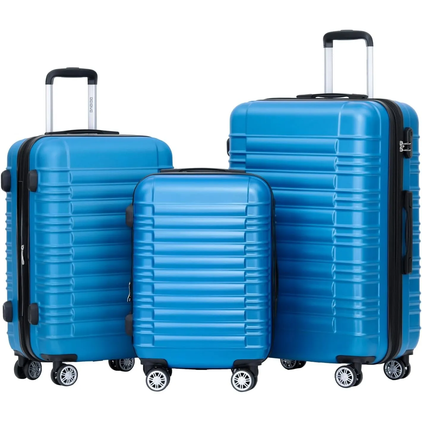 BEIBYE Zwillingsrollen Reisekoffer Koffer Trolleys Hartschale M-L-XL-Set (Turquoise, Set)