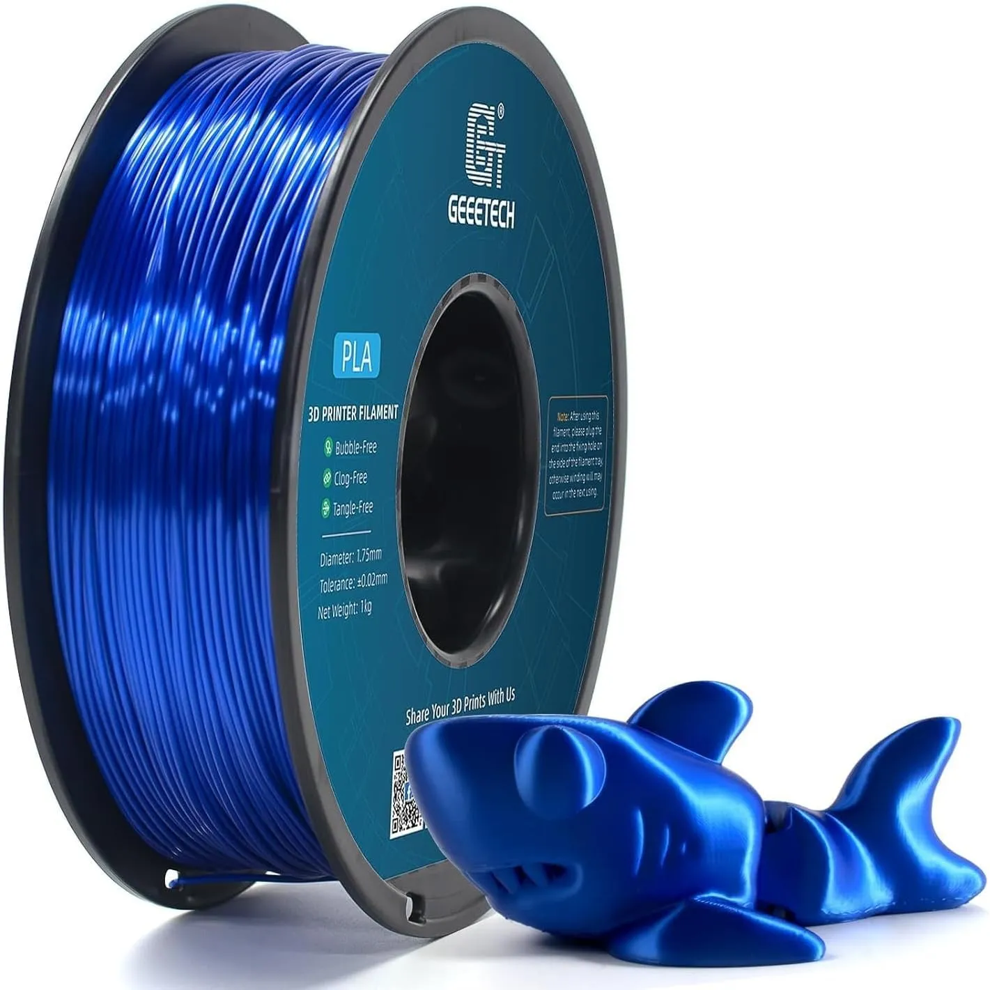 GEEETECH PLA Silk Filament 1,75mm, 3D Drucker Filament PLA 1kg Spool (royal blue)
