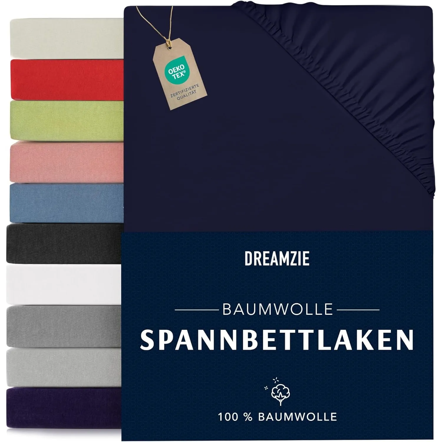Dreamzie - Spannbettlaken - 160x200cm - 100% Baumwolle Jersey