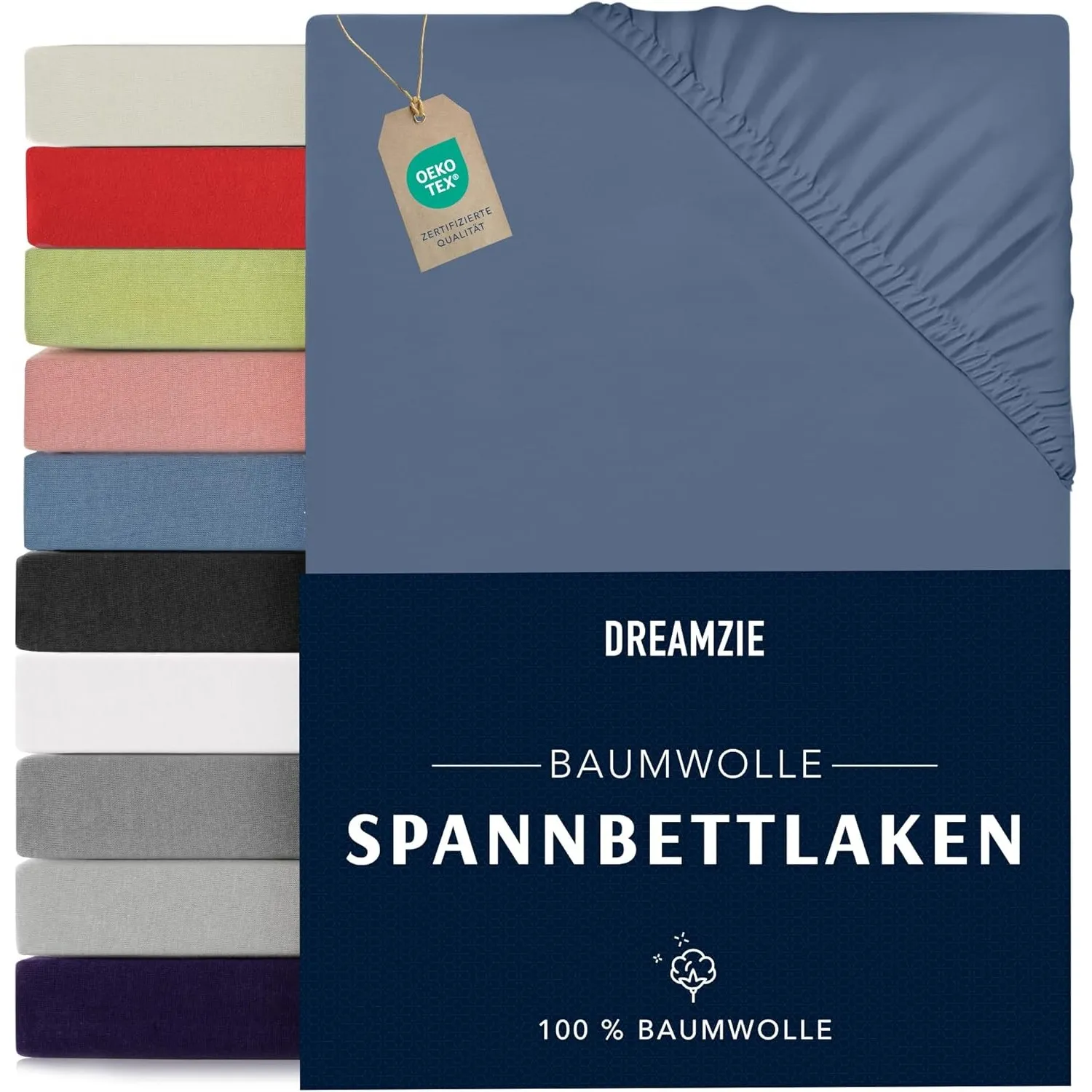 Dreamzie - Spannbettlaken - 120x200cm - 100% Baumwolle Jersey