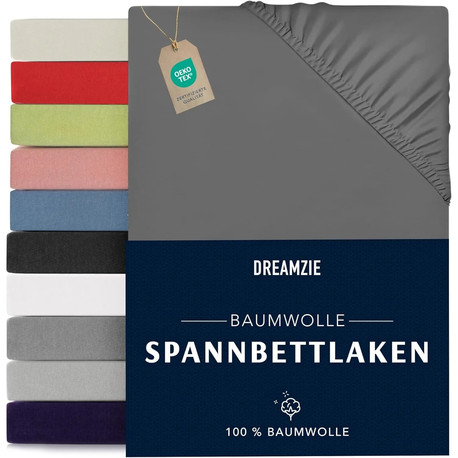 Dreamzie - Spannbettlaken - 140x200cm - 100% Baumwolle Jersey