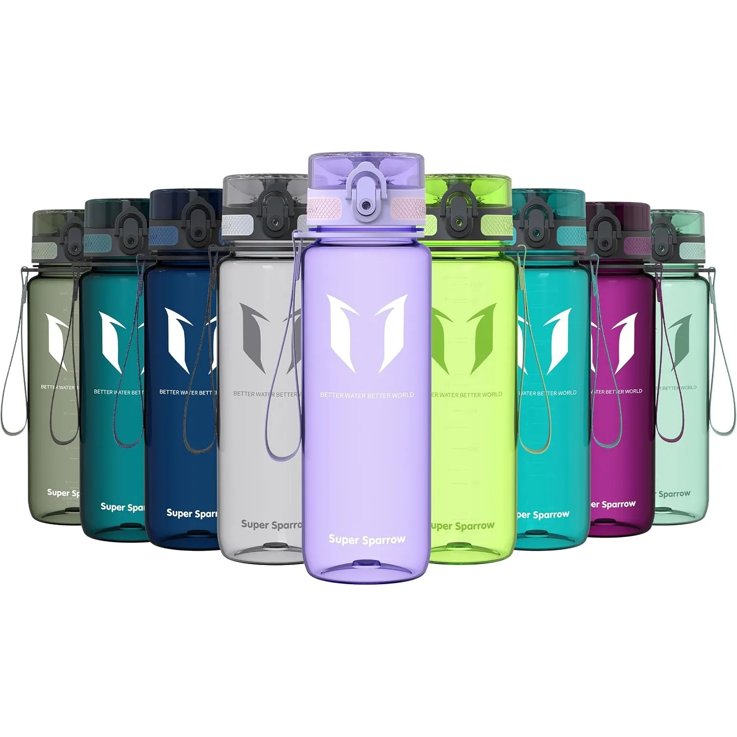 Sparrow Trinkflasche 500ml/750ml/1L - BPA-frei Tritan Wasserflasche 1-Klick