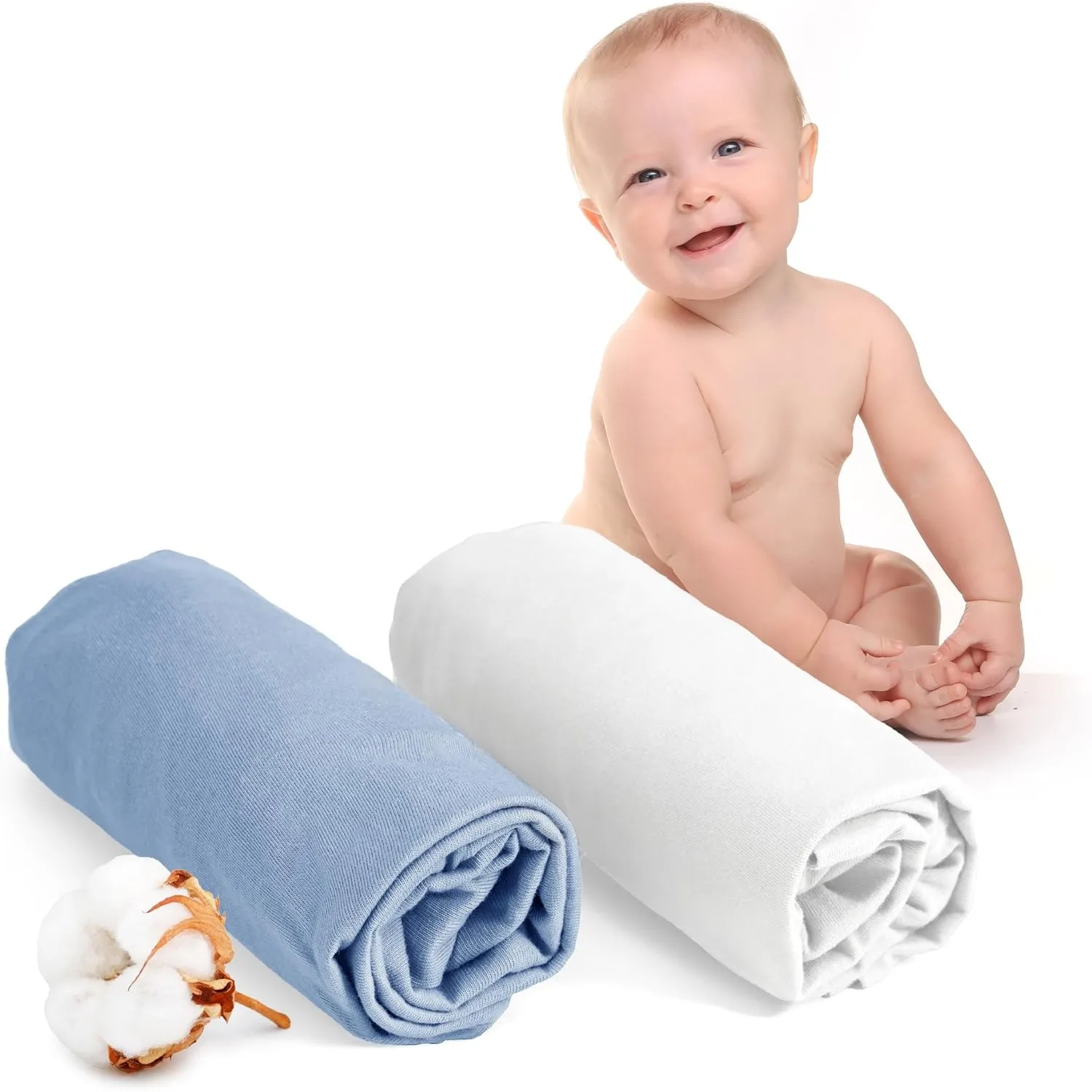 Dreamzie - Spannbettlaken - 2er Set - 60x120cm - 100% Baumwolle Jersey