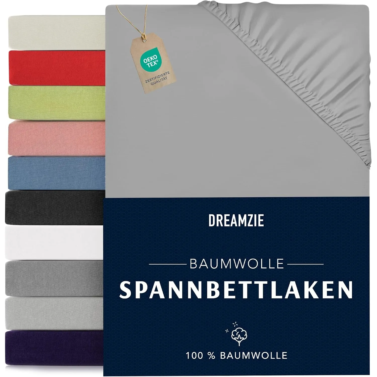 Dreamzie - Spannbettlaken - 160x200cm - 100% Baumwolle Jersey