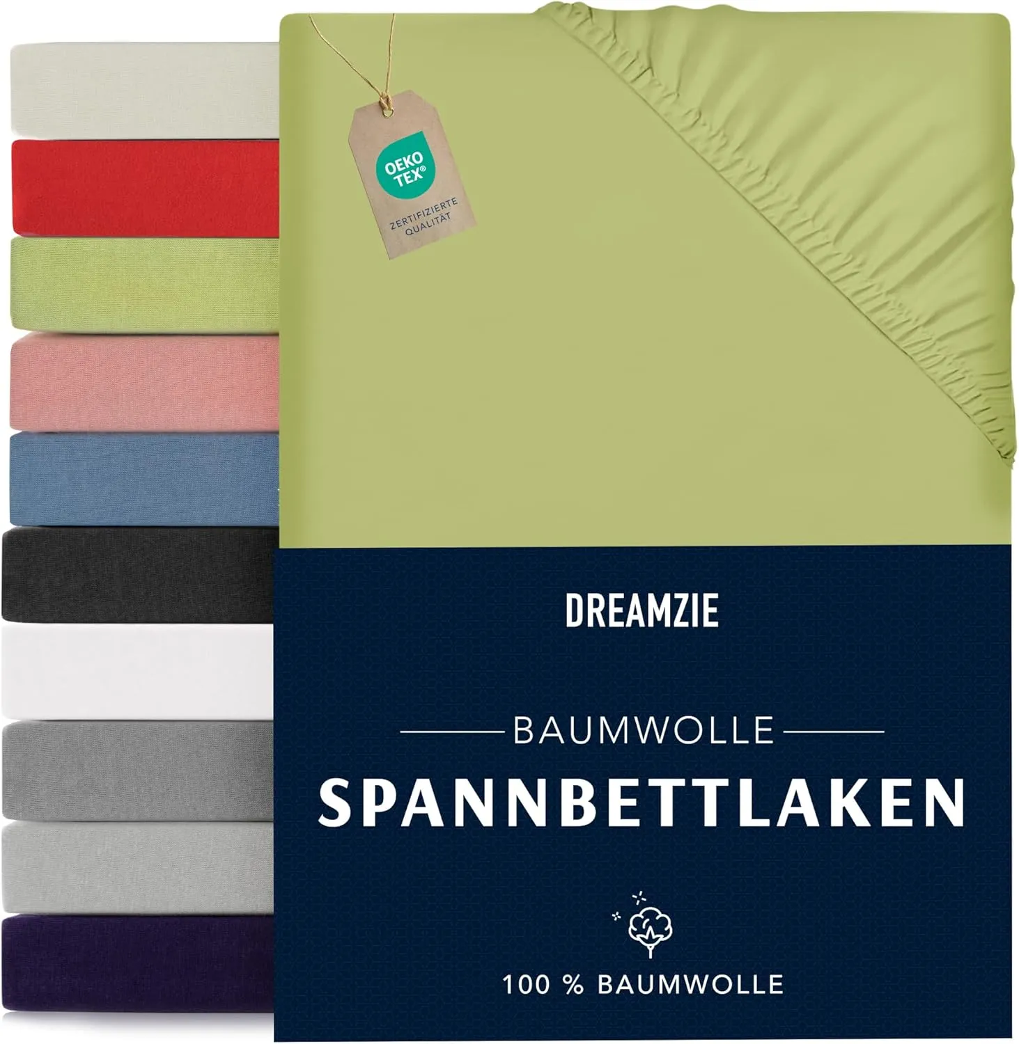 Dreamzie Elasticated Cotton Fitted Sheet, 160 x 200 x 30 cm