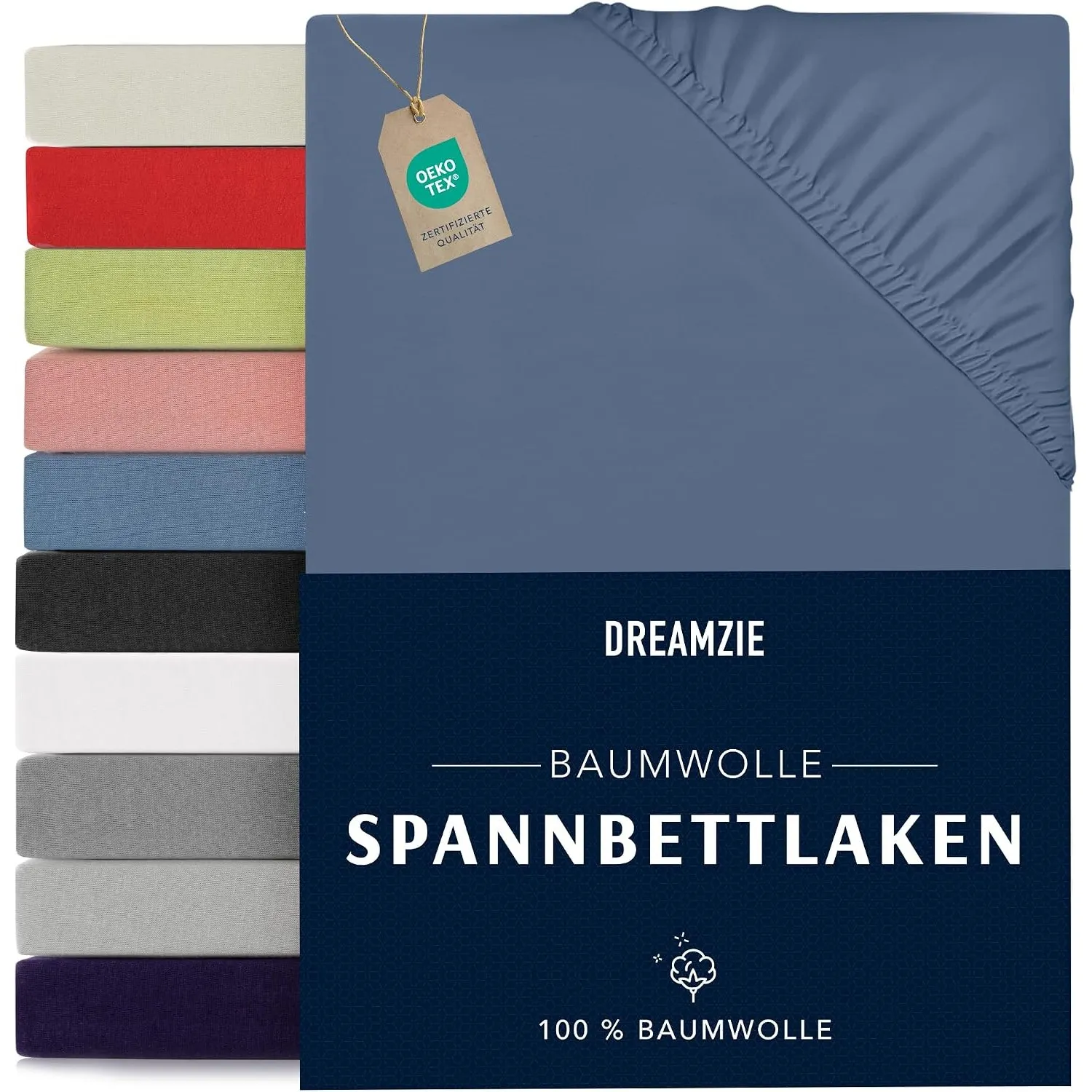 Dreamzie - Spannbettlaken - 90x200cm - 100% Baumwolle Jersey