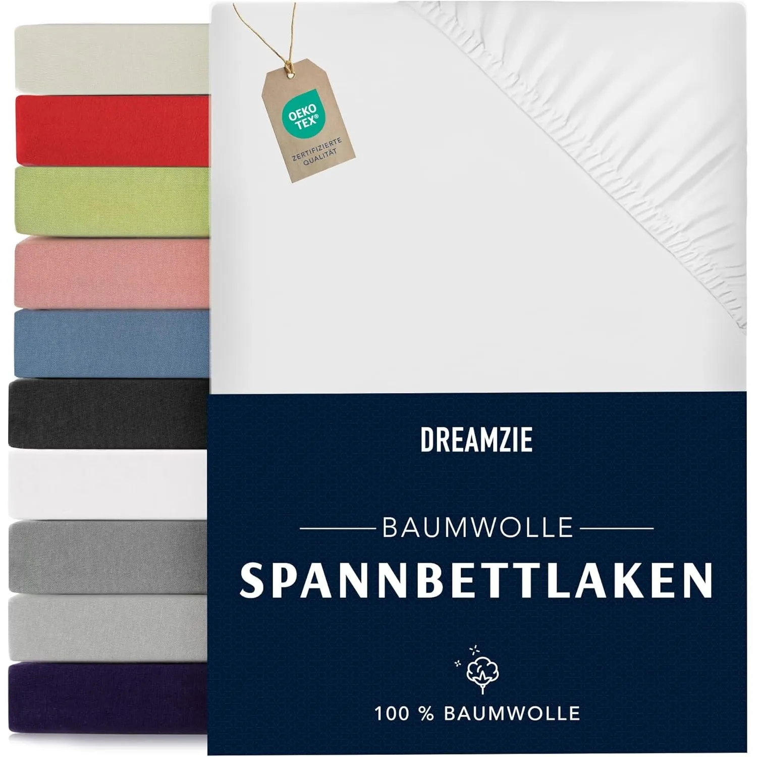 Dreamzie - Spannbettlaken - 180x200cm - 100% Baumwolle Jersey