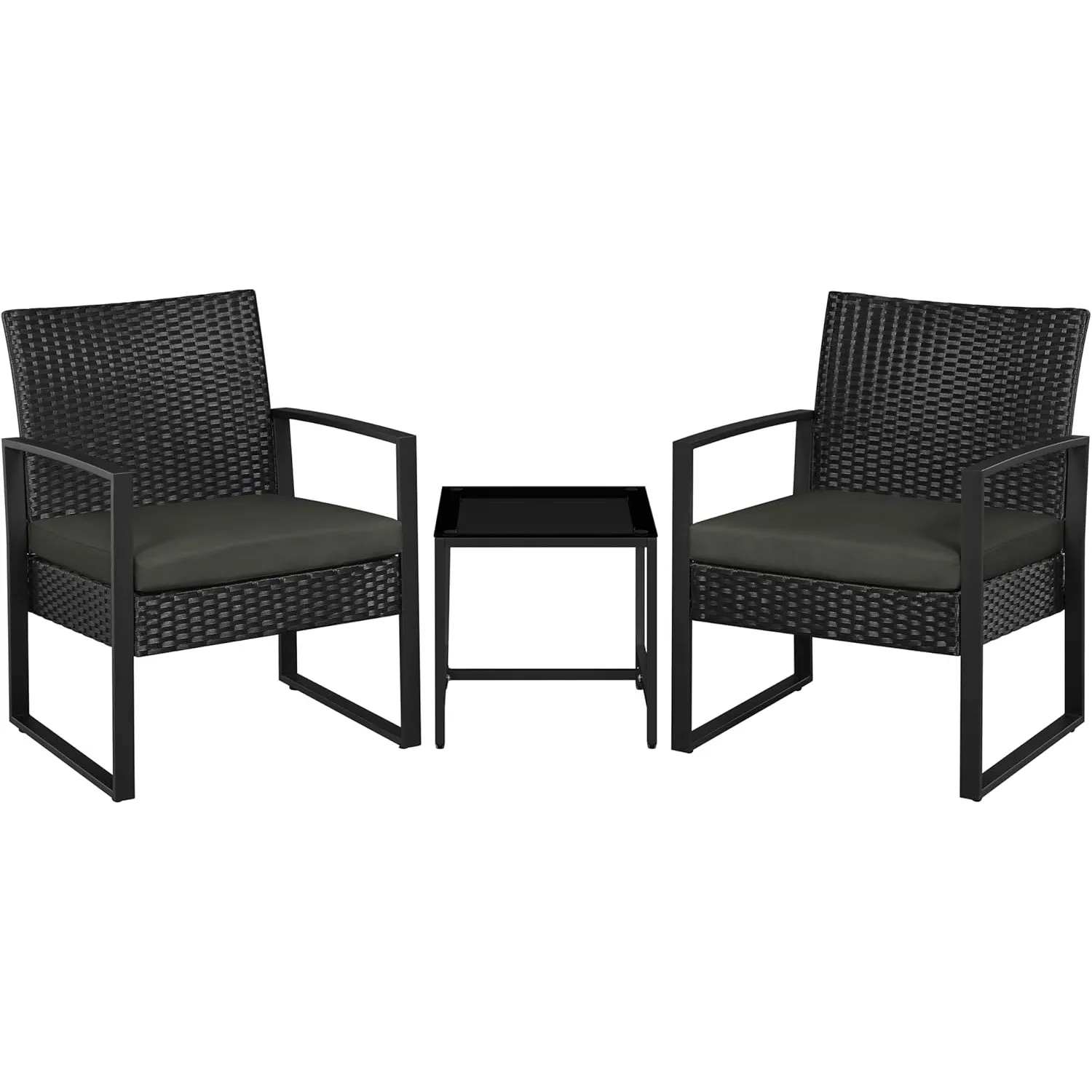 Yaheetech Balkonmöbel Set, Gartenmöbel-Set aus PE-Polyrattan Wetterfest inkl. 2 Stühle mit Sitzkissen & Tisch, 3 Teilig…