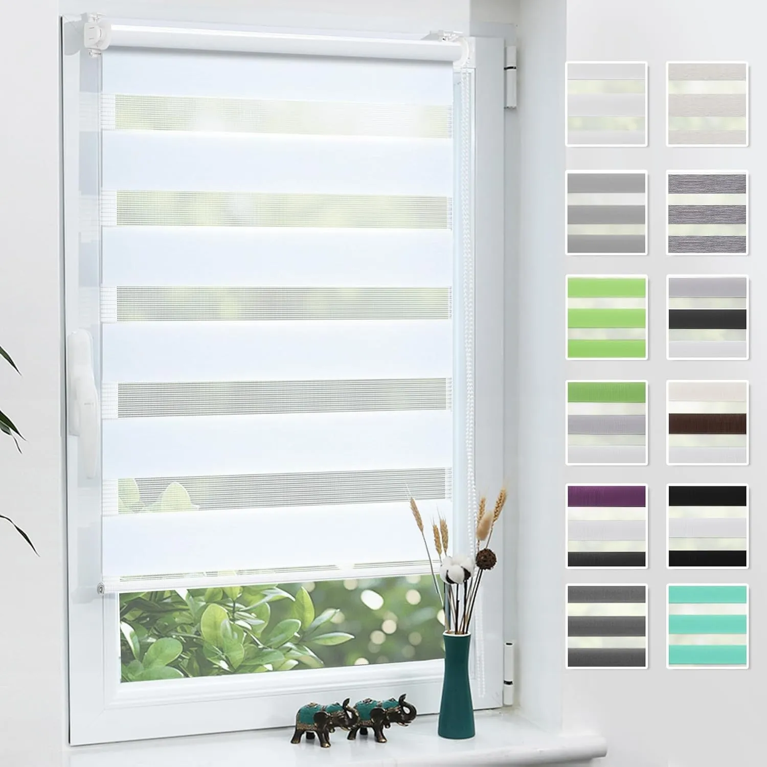 Grandekor Doppelrollo Klemmfix ohne Bohren 85x120cm Stoffbreite 85cm Weiß Fenster Rollos für innen Klemmrollos Duo Roll…