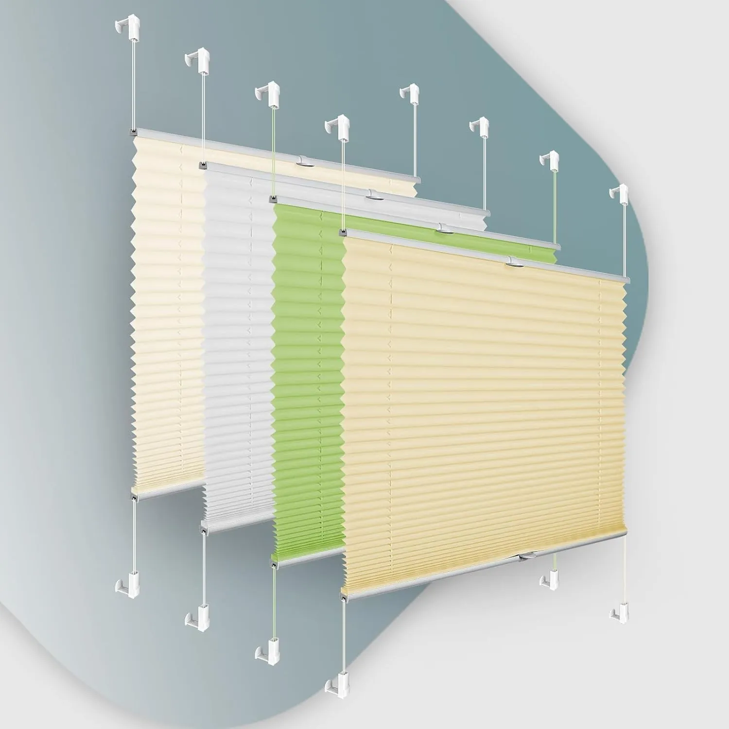 Buseu Plissee Klemmfix ohne Bohren 70x120cm Creme Faltrollo Plisseerollo
