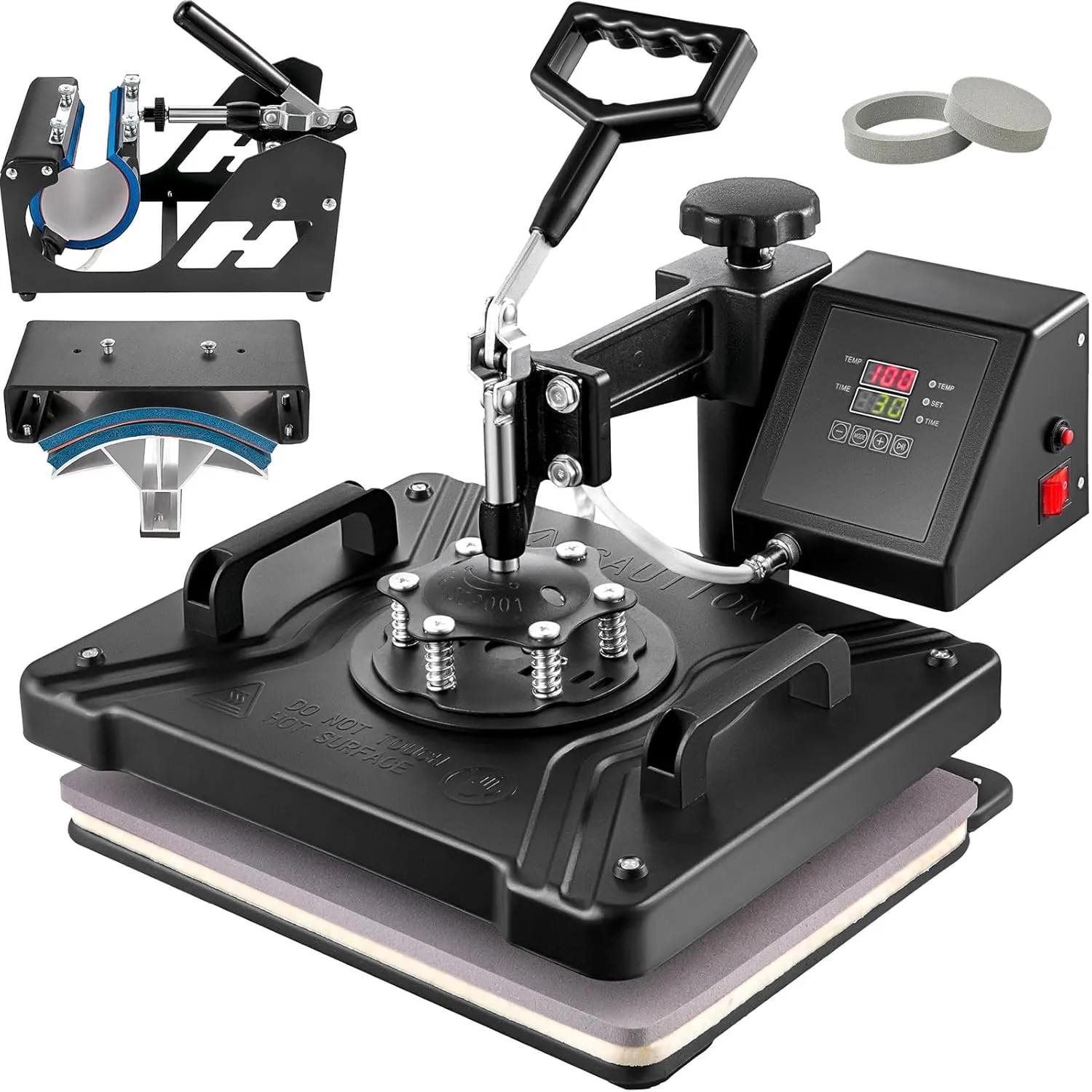 VEVOR Transferpresse Hitzepresse 38x30cm Textilpresse T-Shirt Heat Press 360 Grad Schwenkbar DIY Mulitifunktional Subli…