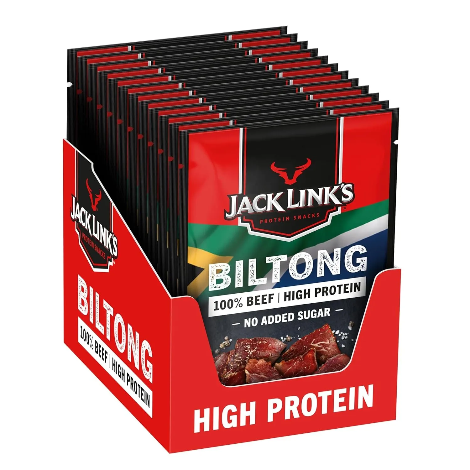 Jack Links Biltong Jerky Original – 12er Pack (12 x 40g) – Glutenfreier Fleisch Snack - High Protein Reiches Trockenfle…