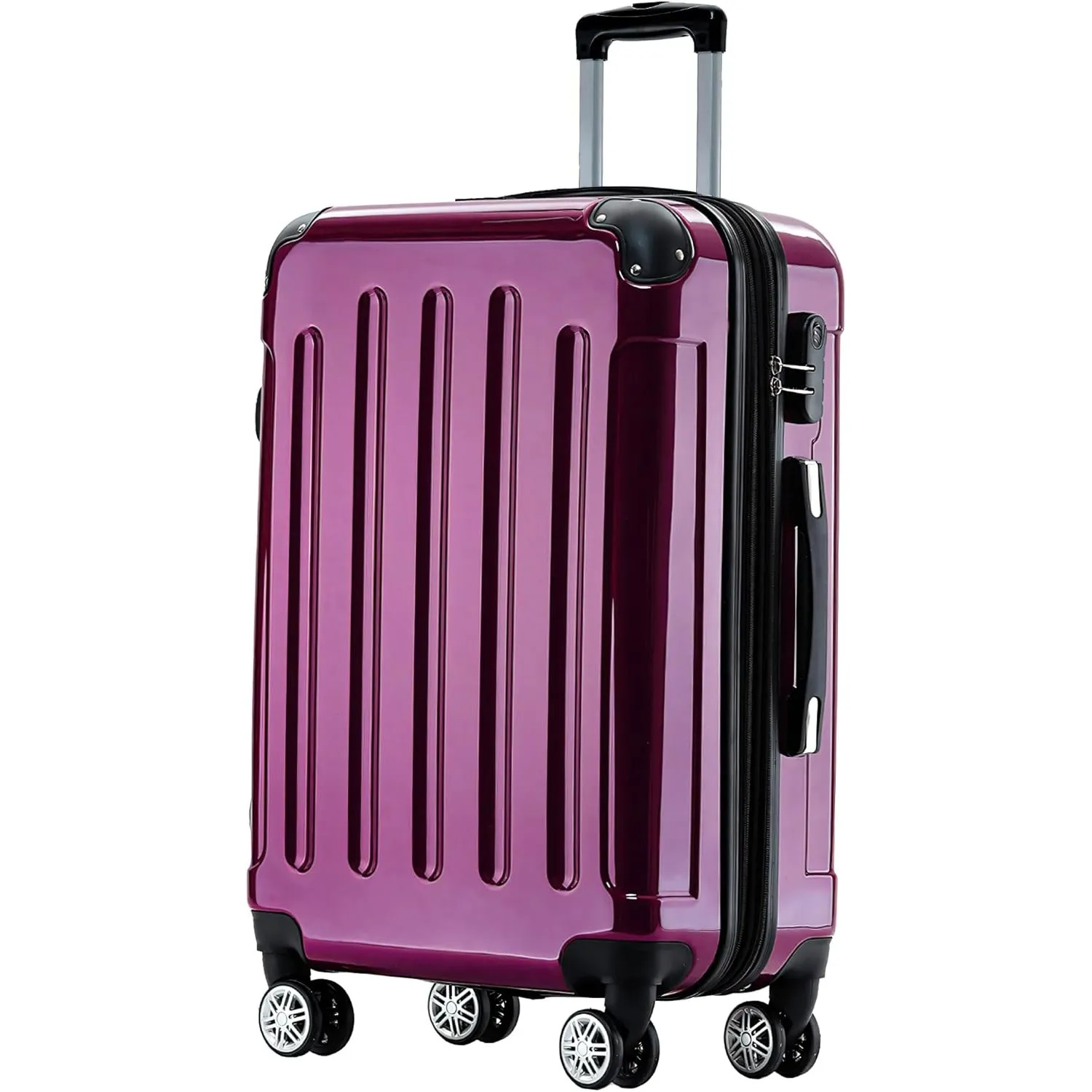 BEIBYE Zwillingsrollen 2048 Hartschale Trolley Koffer Reisekoffer in M-L-XL-Set in 15 Farben (Lila, XL)