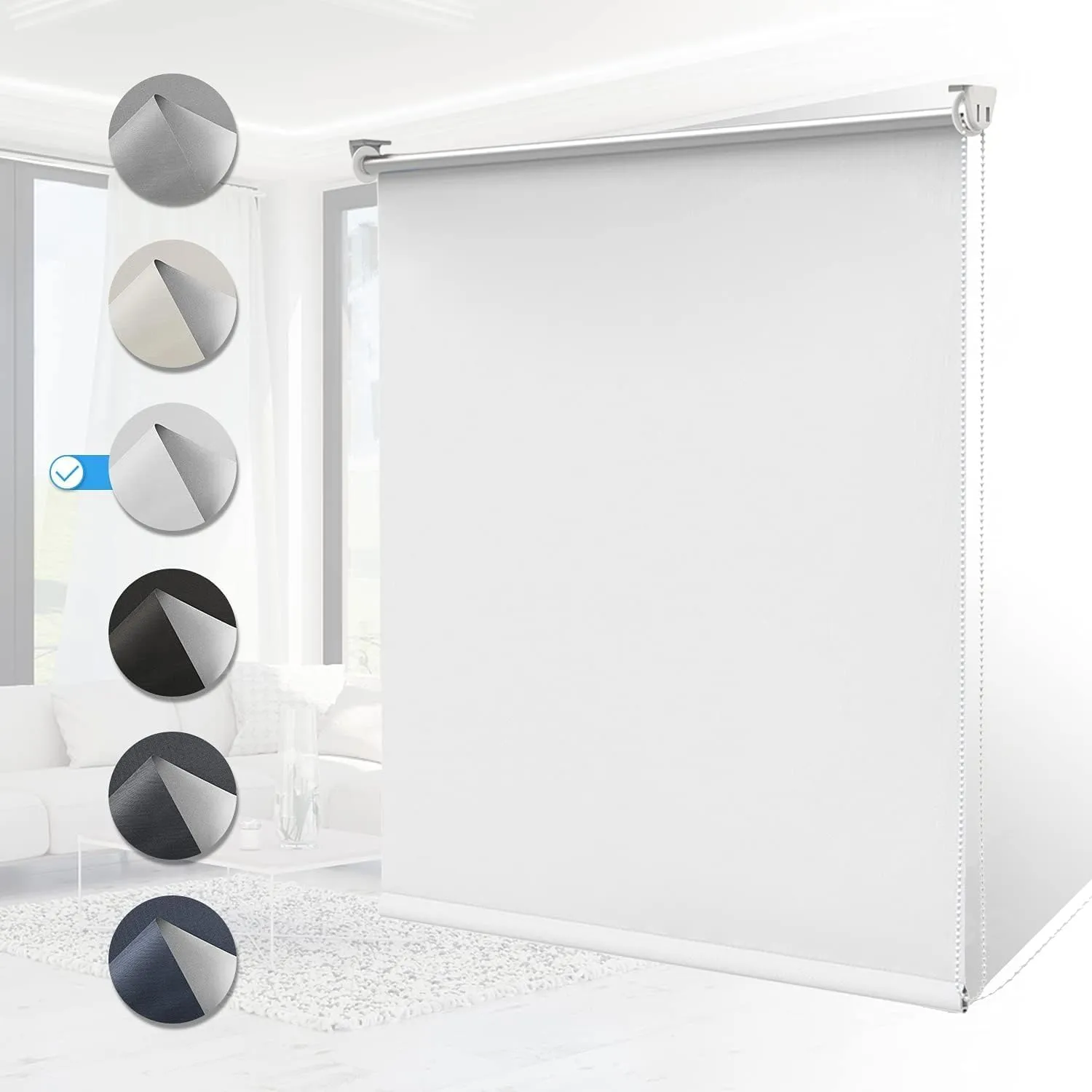 Blackout Roller Blinds for Windows and Doors, Without Drilling, Thermal Roller Blind, Klemmfix Blackout Roller Blind, S…