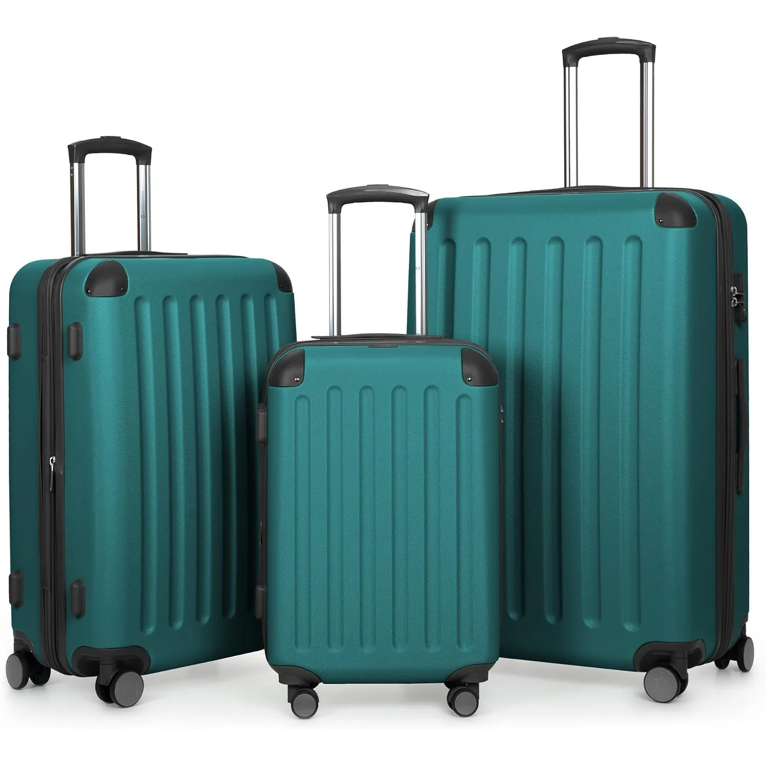 Hauptstadtkoffer Spree - 3er Kofferset, TSA, Trolley-Set, Rollkoffer, Reisekoffer, (S, M & L), Aquagrün